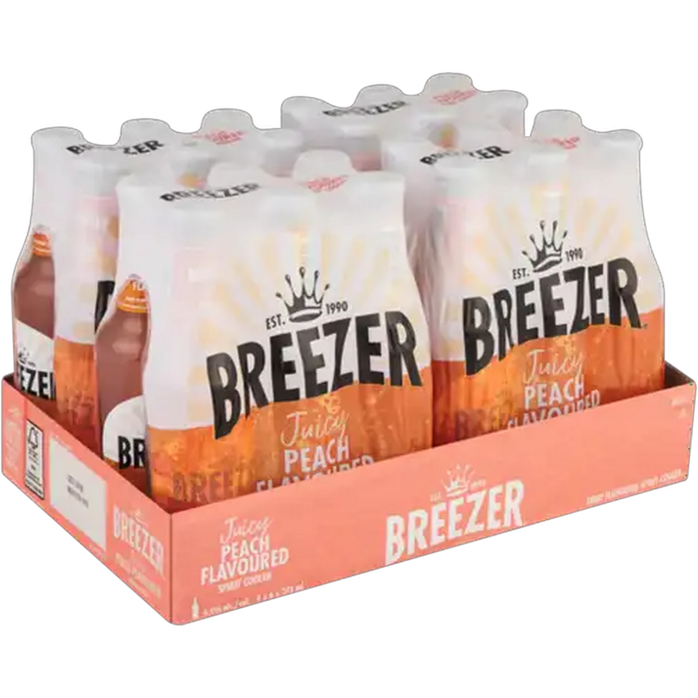 Image of Breezer Peach Flavoured Spirit Cooler Bottles 24 x 275ml