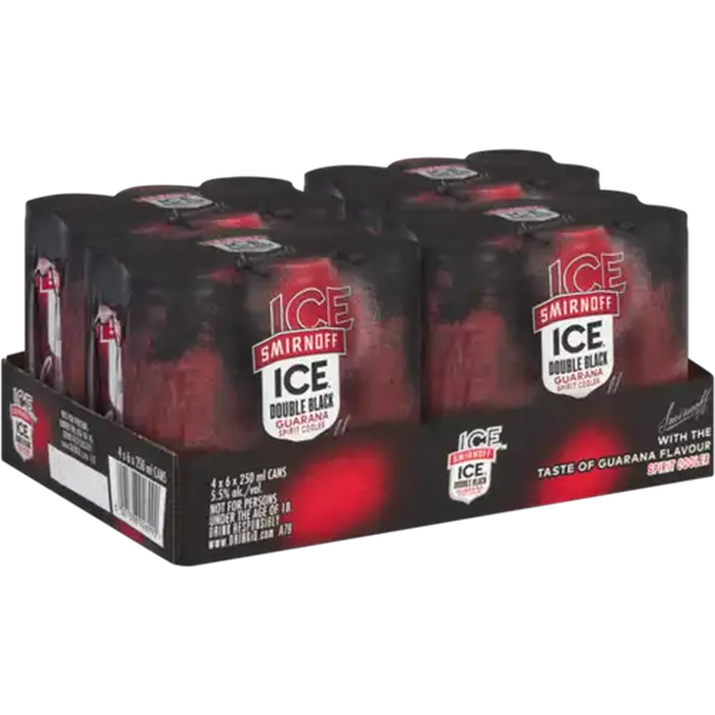 Image of Smirnoff Ice Guarana Double Black Spirit Cooler Cans 24 x 250ml