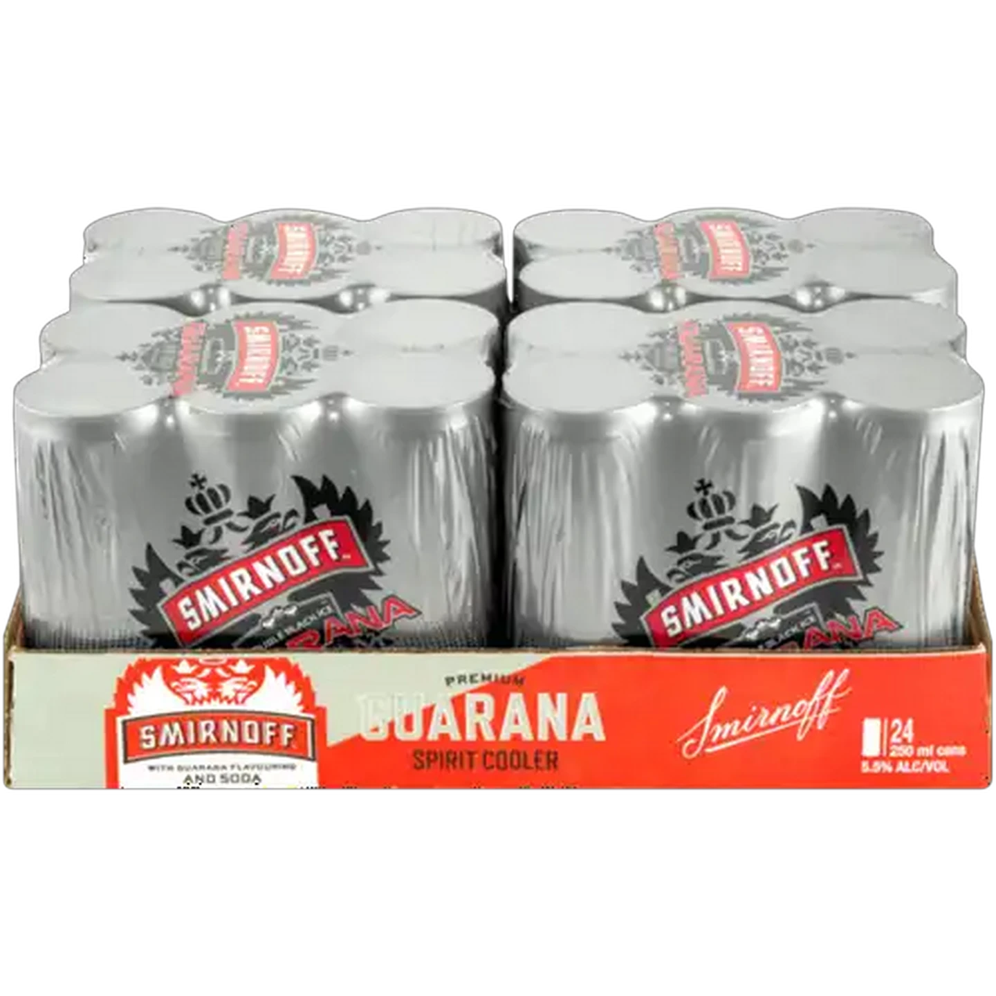 Image of Smirnoff Ice Guarana Double Black Spirit Cooler Cans 24 x 250ml