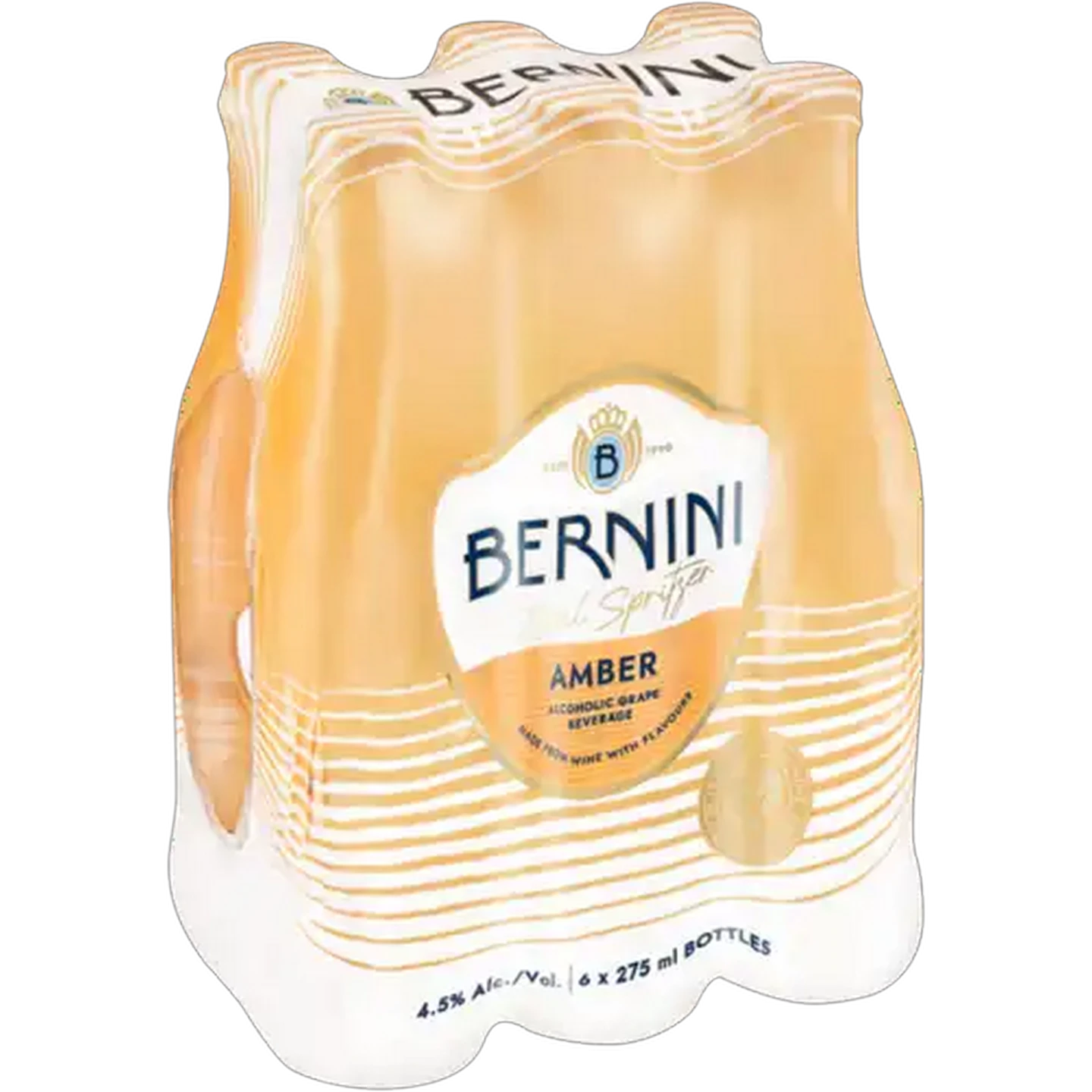 Image of Bernini Amber Alcoholic Grape Beverage Bottles 6 x 275ml
