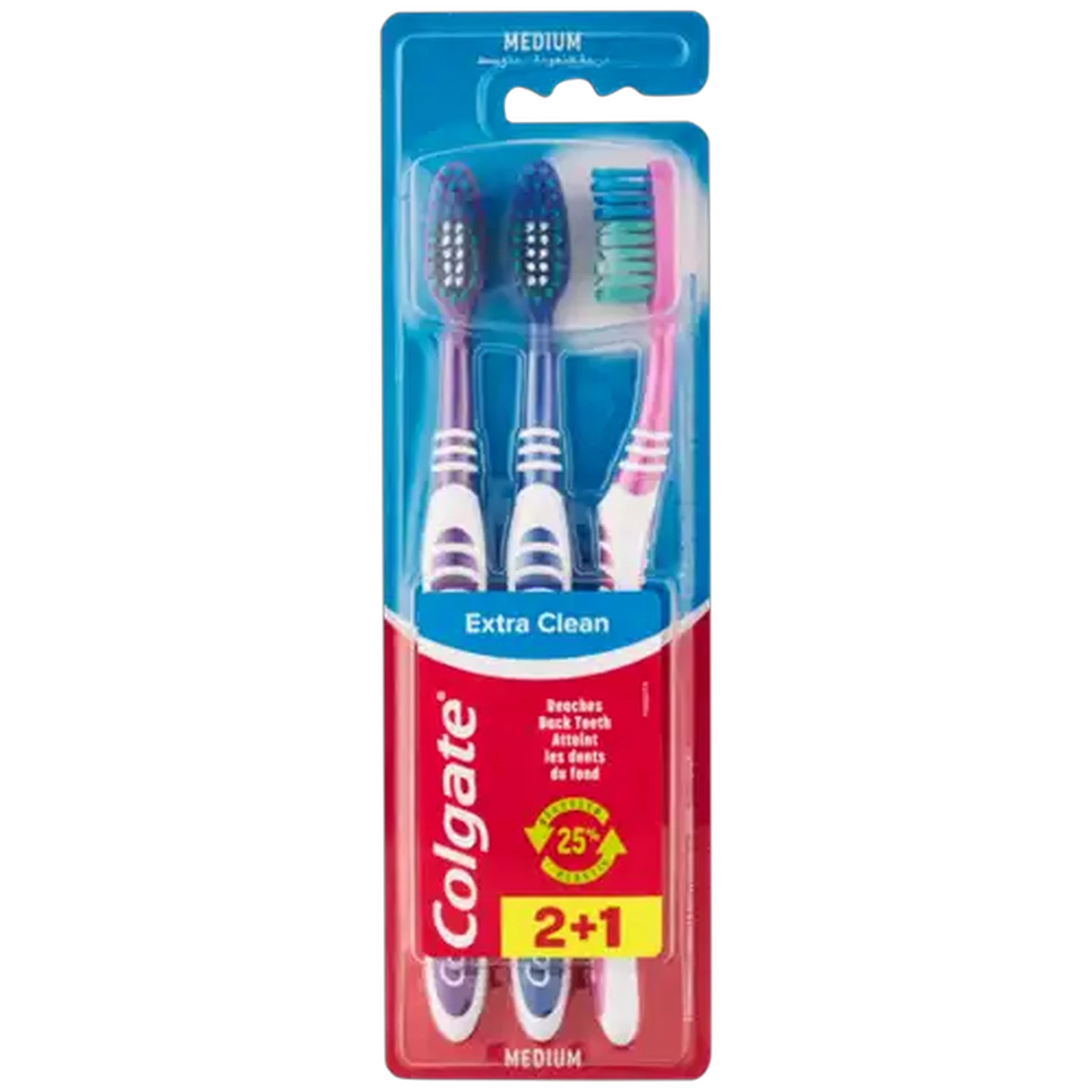 Image of Colgate Extra Clean Medium Toothbrush 3 Pack