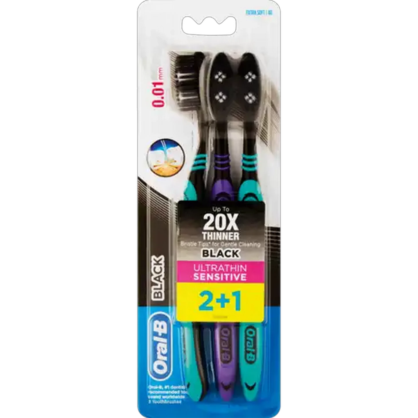 Image of Oral-B 2+1 Ultra Thin Black Toothbrush