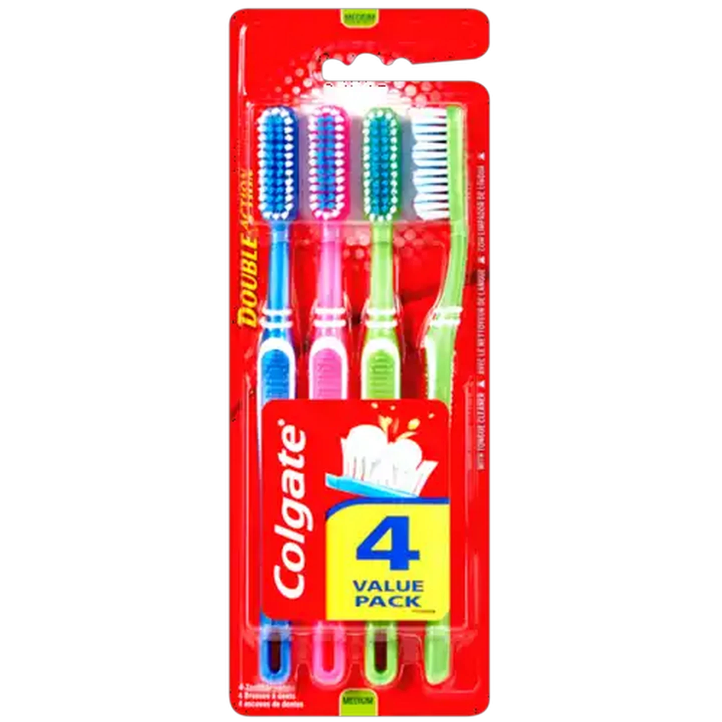 Image of Colgate Double Action Medium Toothbrush 4s