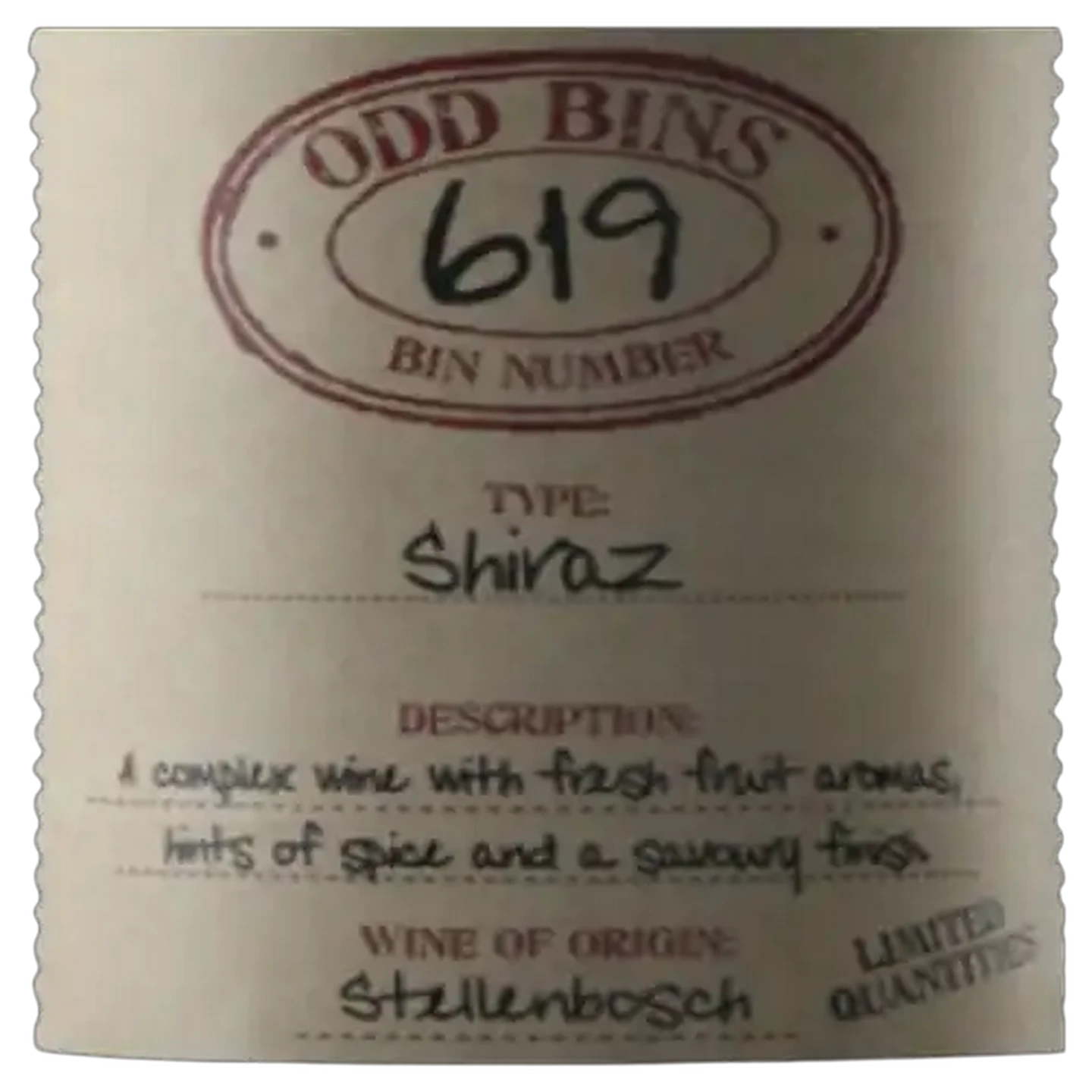 Image of Odd Bins 619 Shiraz Red Wine 750ml