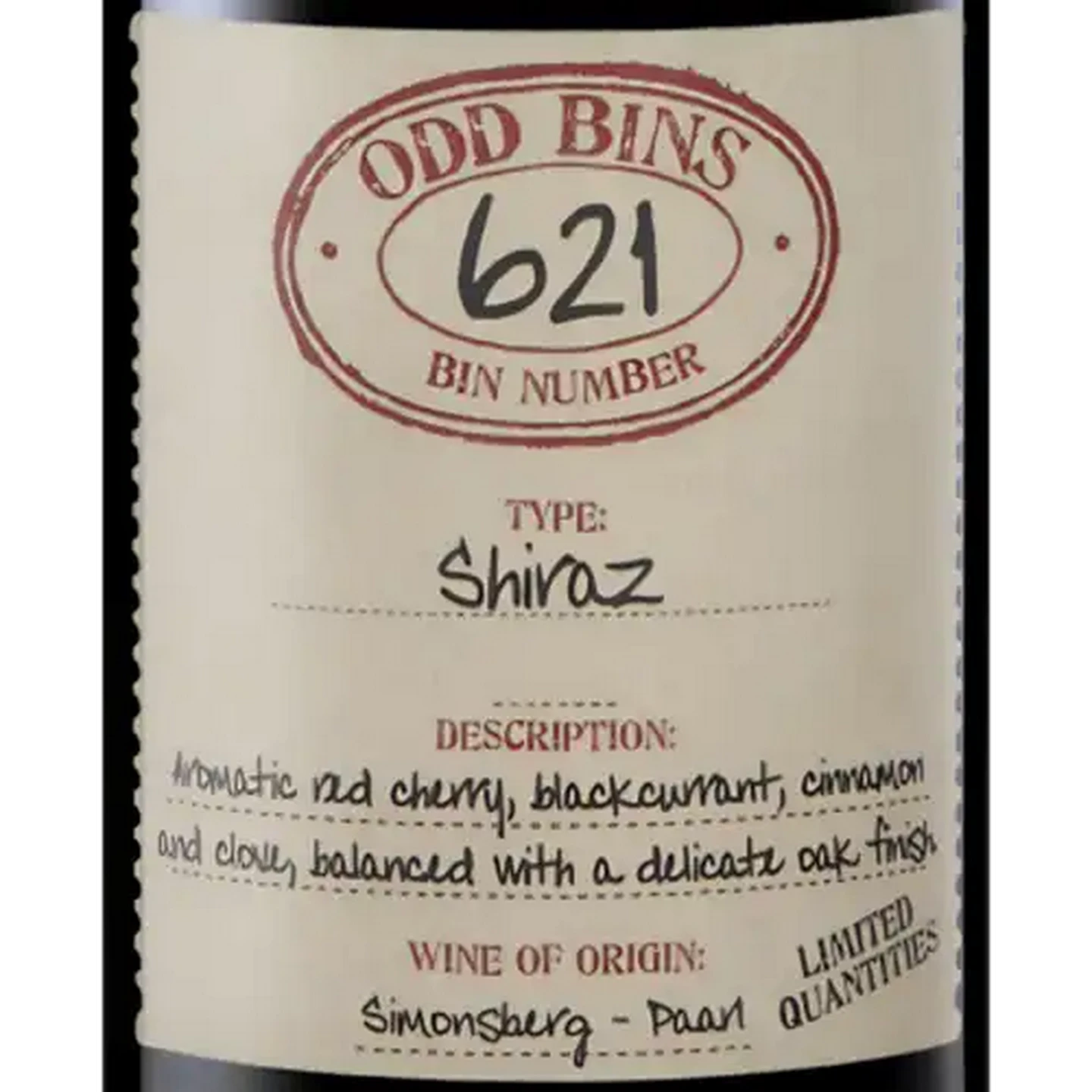 Image of Odd Bins 621 Shiraz Red Wine 750ml