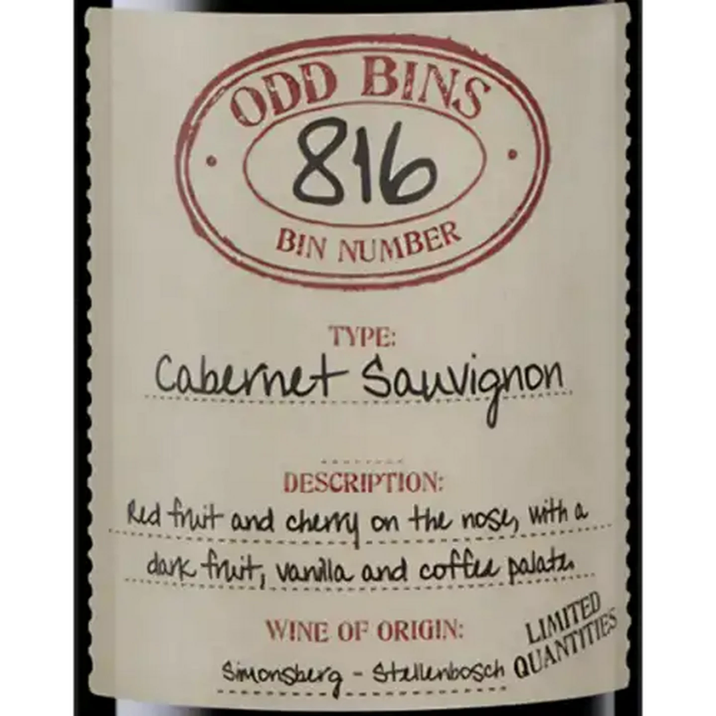 Image of Odd Bins 816 Cabernet Sauvignon Red Wine 750ml