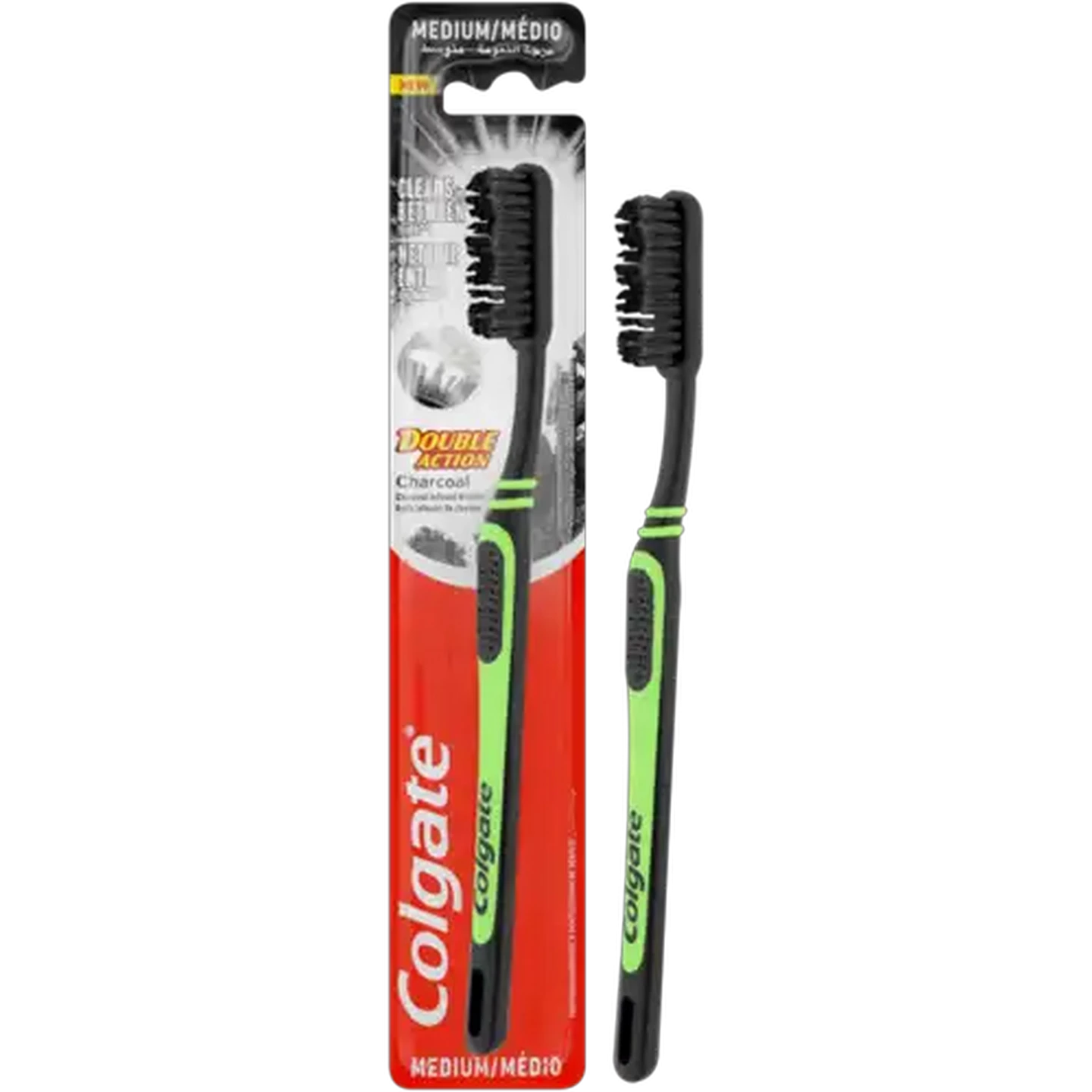 Image of Colgate Double Action Black Medium Charcoal Toothbrush