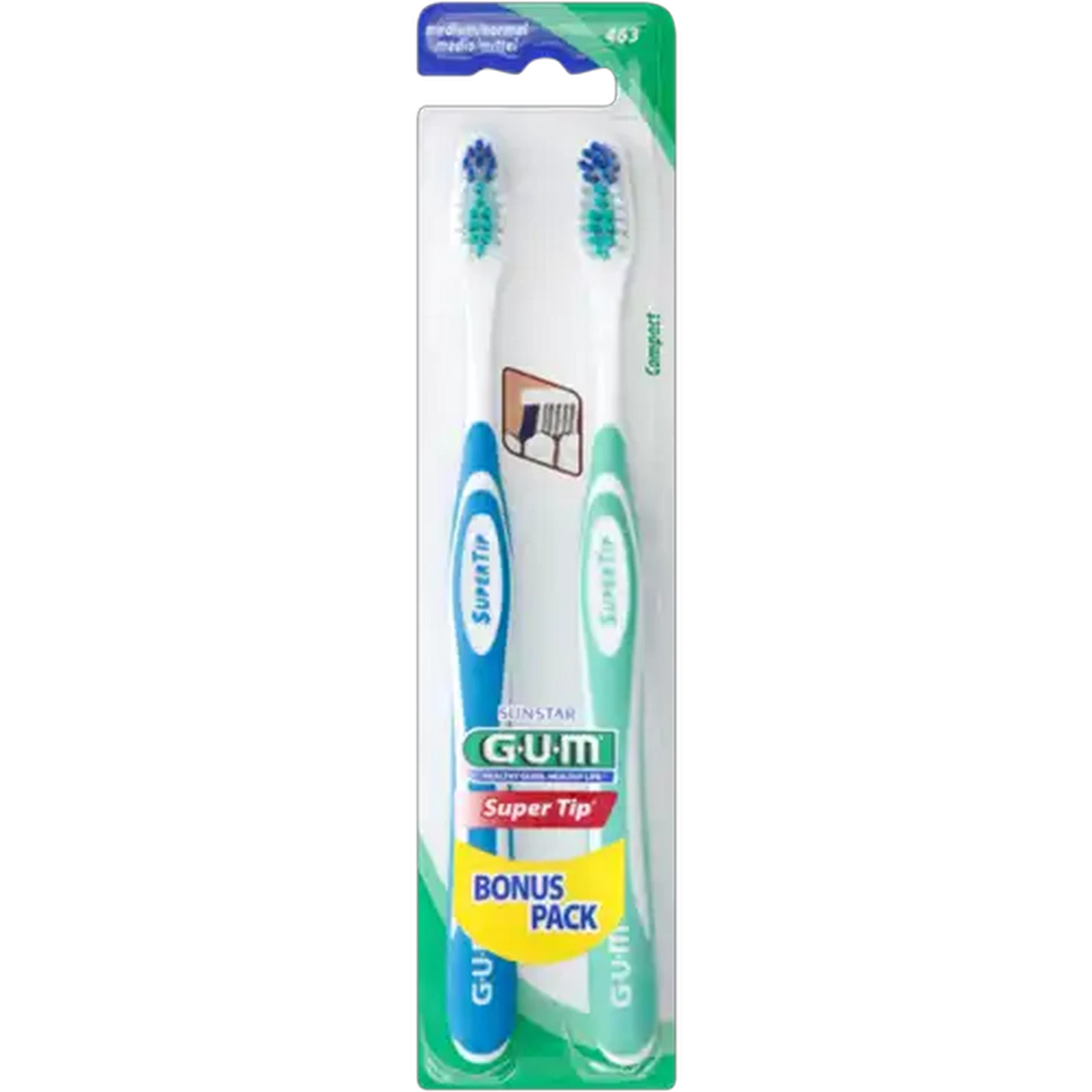Image of G.U.M Medium Supertip Medium Toothbrush 2 Pack (Colour May Vary)