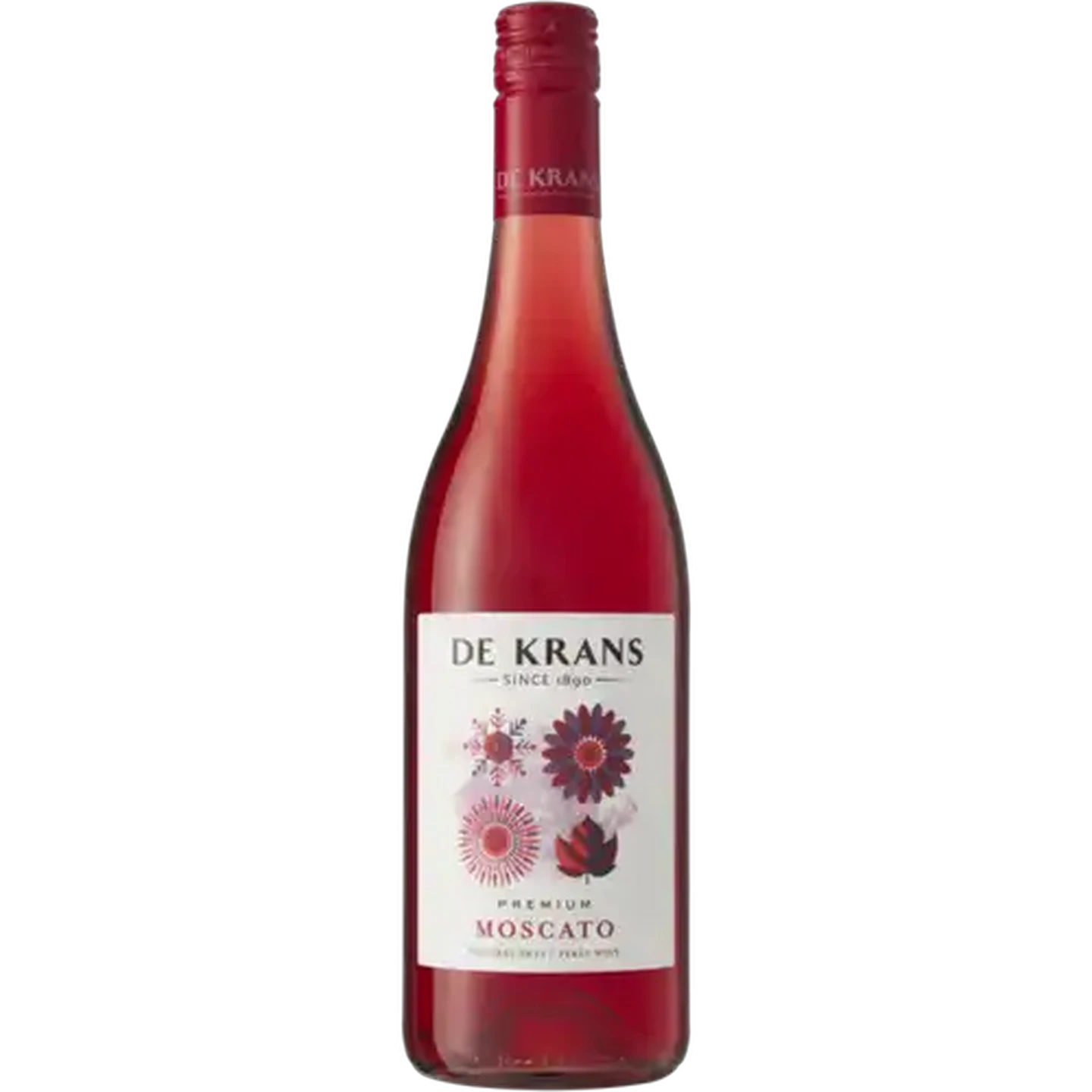 Image of De Krans Wines Premium Moscato Natural Sweet Perlé Rosé Wine Bottle 750ml