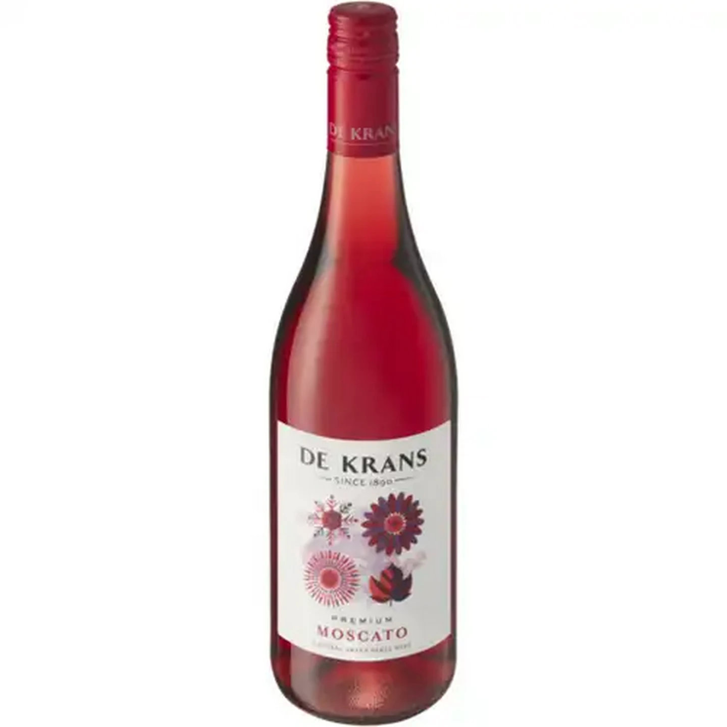Image of De Krans Wines Premium Moscato Natural Sweet Perlé Rosé Wine Bottle 750ml