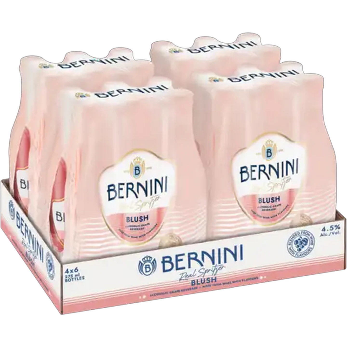 Image of Bernini Blush Alcoholic Grape Beverage Bottles 24 x 275ml