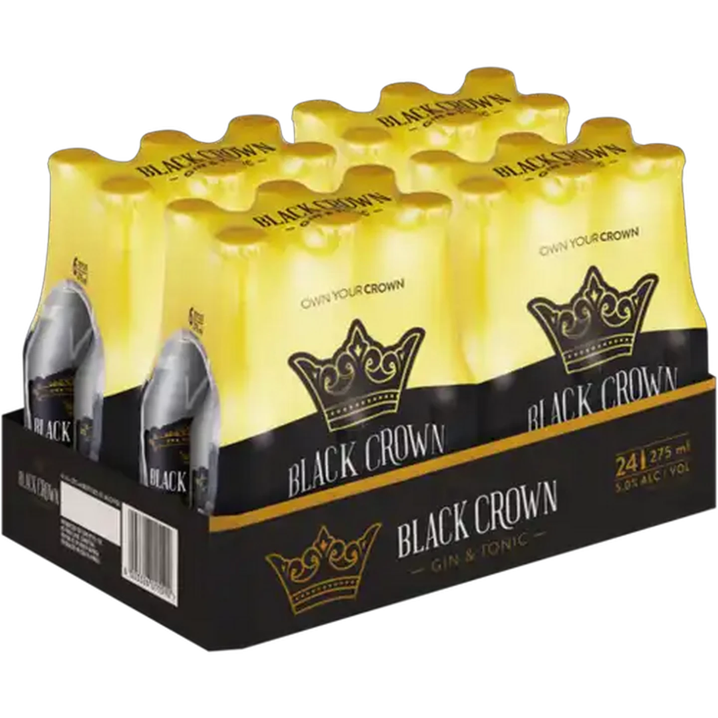 Image of Black Crown Gin & Tonic Spirit Cooler Bottles 24 x 275ml
