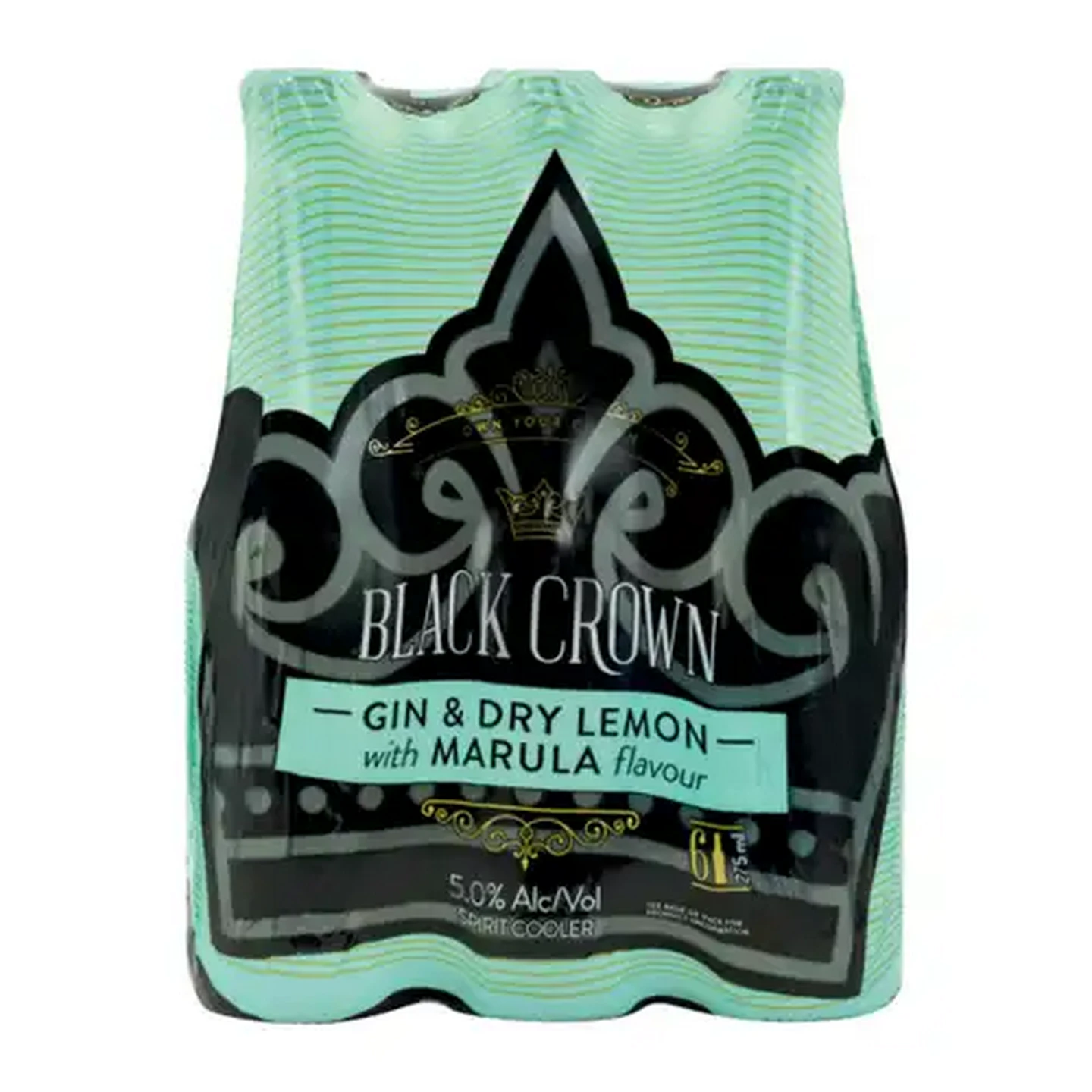 Image of Black Crown Gin & Dry Lemon With Marula Bottles 6 x 275ml