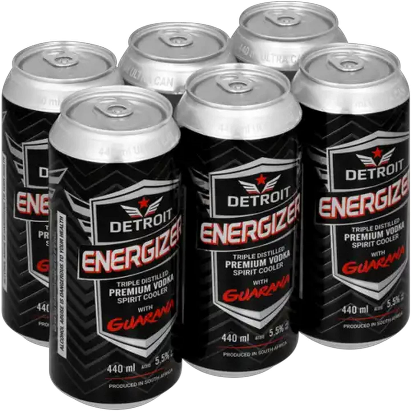 Image of Detroit Energizer Premium Vodka Spirit Cooler with Guarana Cans 6 x 440ml