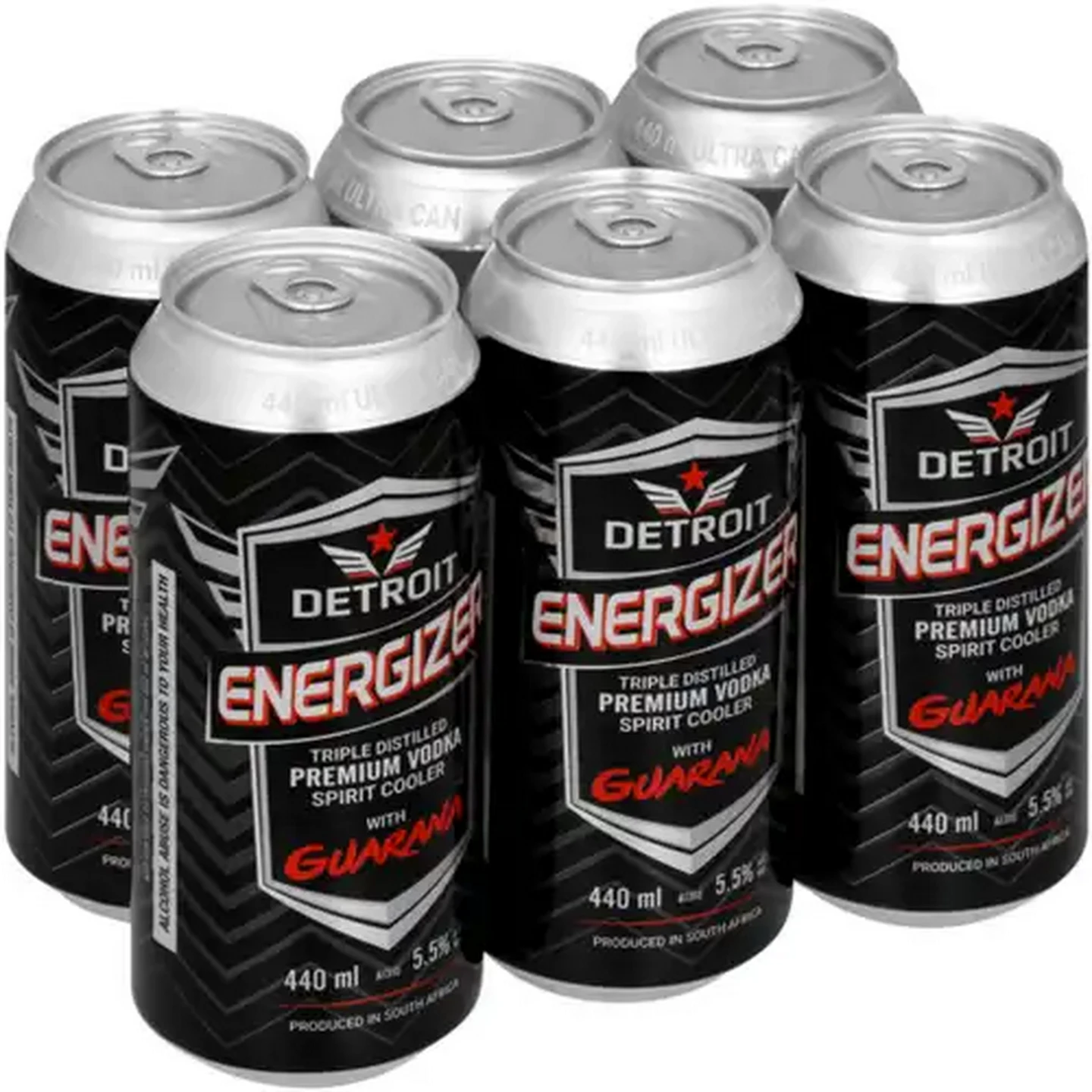 Image of Detroit Energizer Premium Vodka Spirit Cooler with Guarana Cans 6 x 440ml