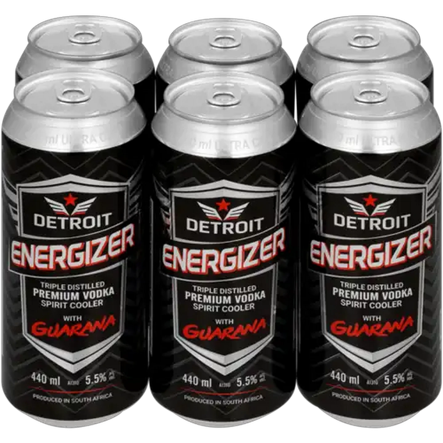 Image of Detroit Energizer Premium Vodka Spirit Cooler with Guarana Cans 6 x 440ml