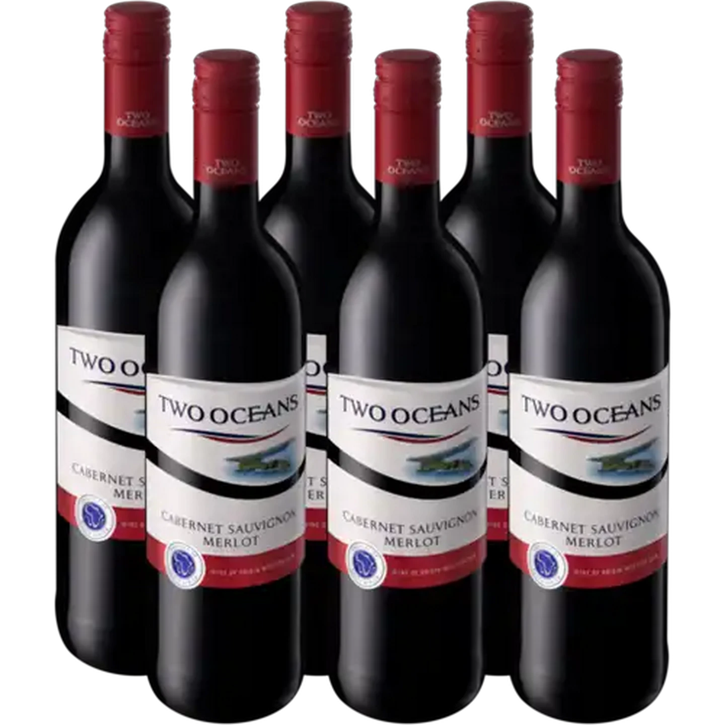 Image of Two Oceans Cabernet Sauvignon Merlot Red Wine Bottles 6 x 750ml