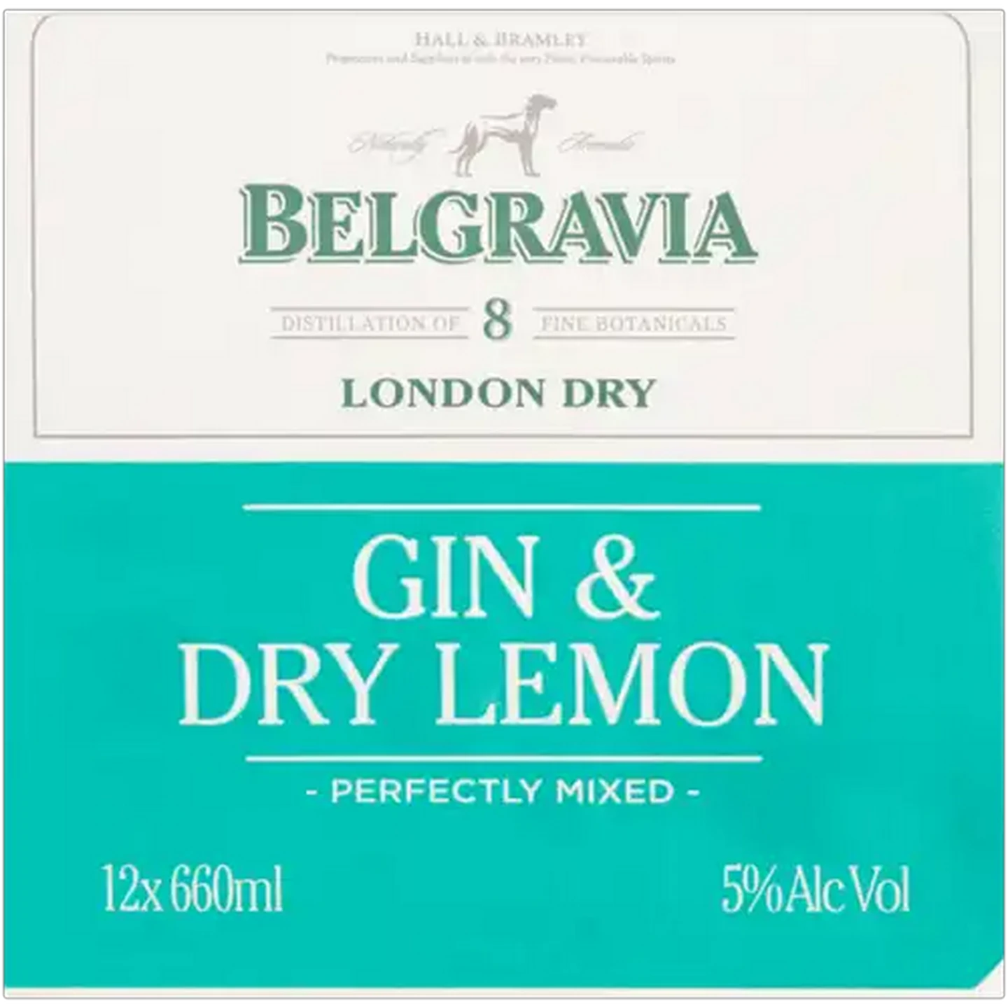 Image of Belgravia London Dry Gin & Dry Lemon Spirit Cooler Bottles 12 x 660ml