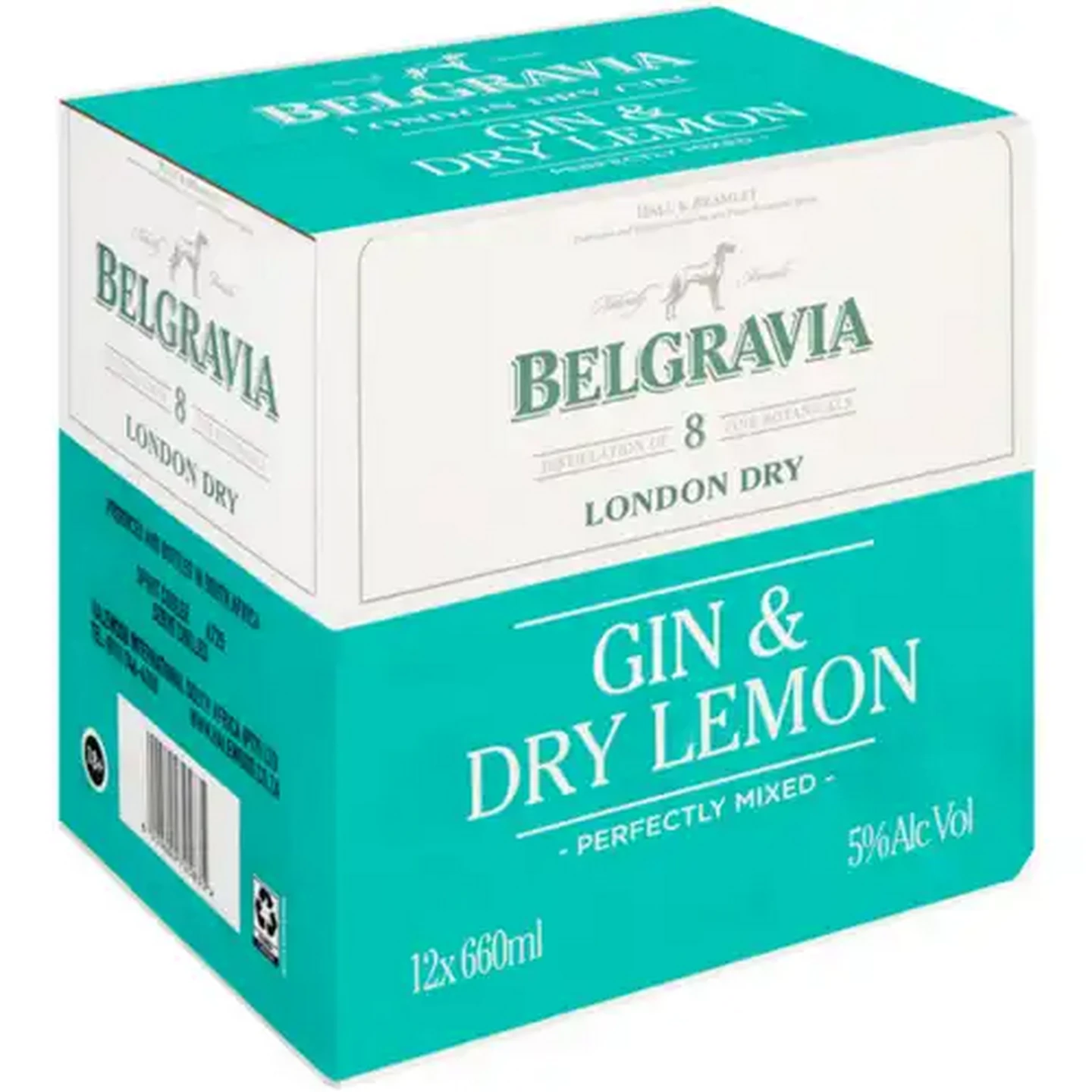 Image of Belgravia London Dry Gin & Dry Lemon Spirit Cooler Bottles 12 x 660ml