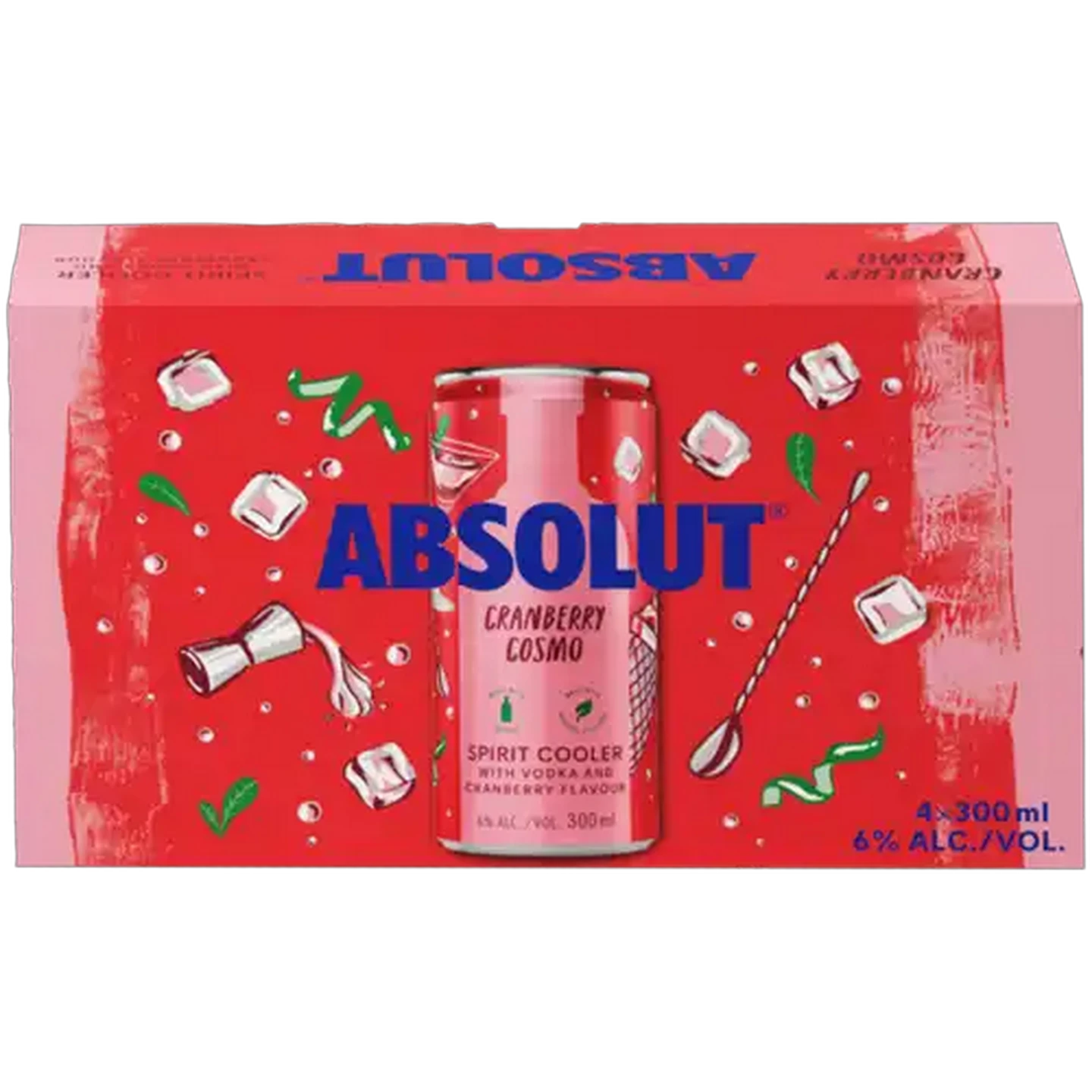 Image of Absolut Cranberry Cosmo Spirit Cooler 4 x 300ml
