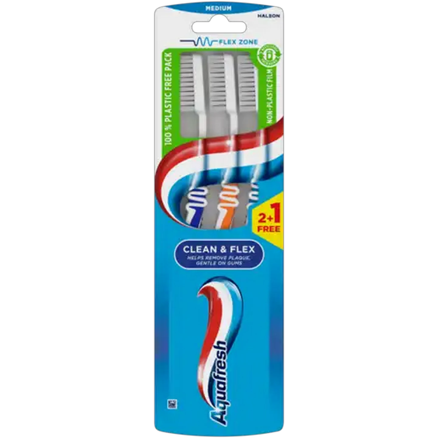 Image of Aquafresh Clean & Flex Medium Toothbrush 3 Pack