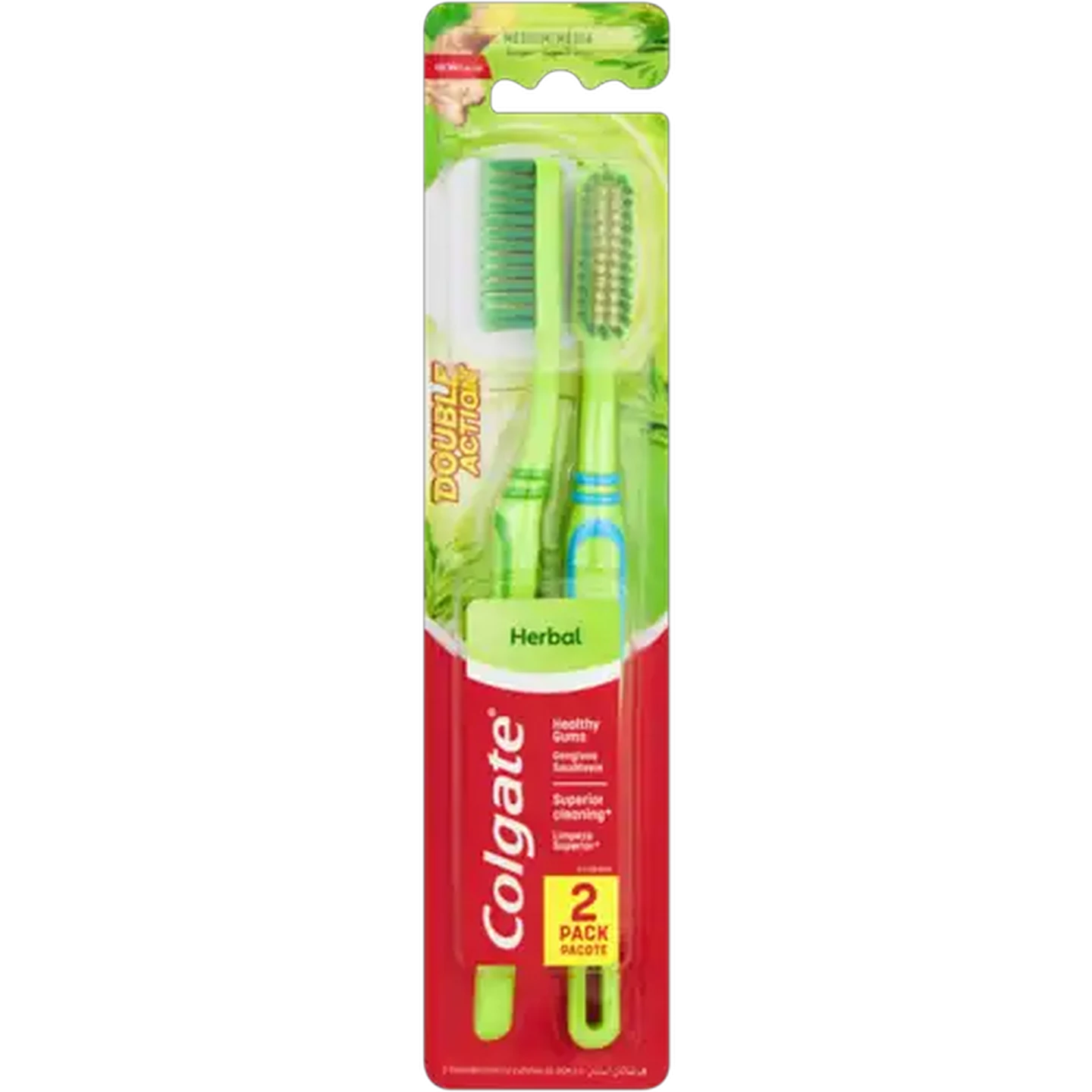 Image of Colgate Herbal Medium Double Action Toothbrush 2 Pack
