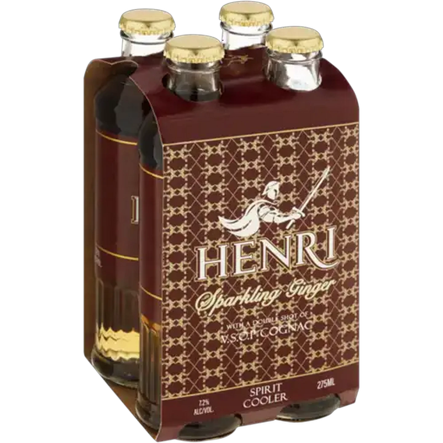 Image of Henri Cognac Sparkling Ginger Spirit Cooler with VSOP Cognac Bottles 4 x 275ml