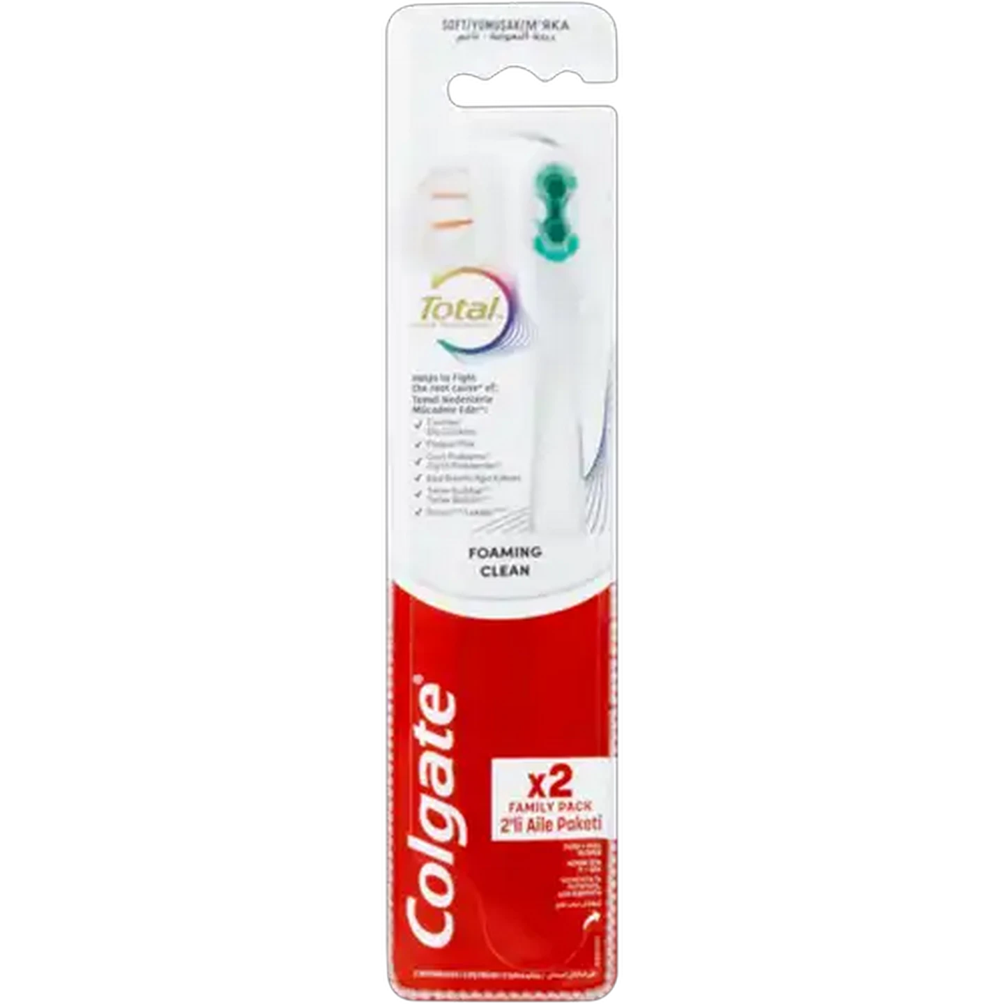 Image of Colgate Total Soft Foaming Clean Toothbrushes 2 Pack