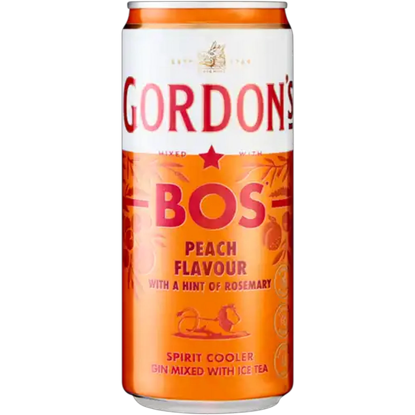 Image of Gordon's BOS Peach Flavour Iced Tea Spirit Cooler Can 300ml