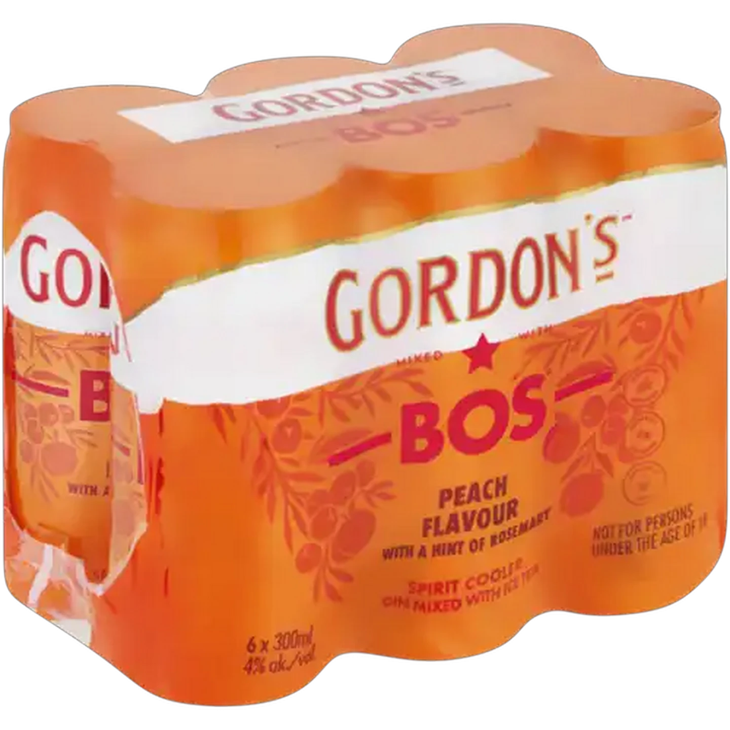 Image of Gordon's BOS Peach Flavour Ice Tea Spirit Cooler 6 x 300ml