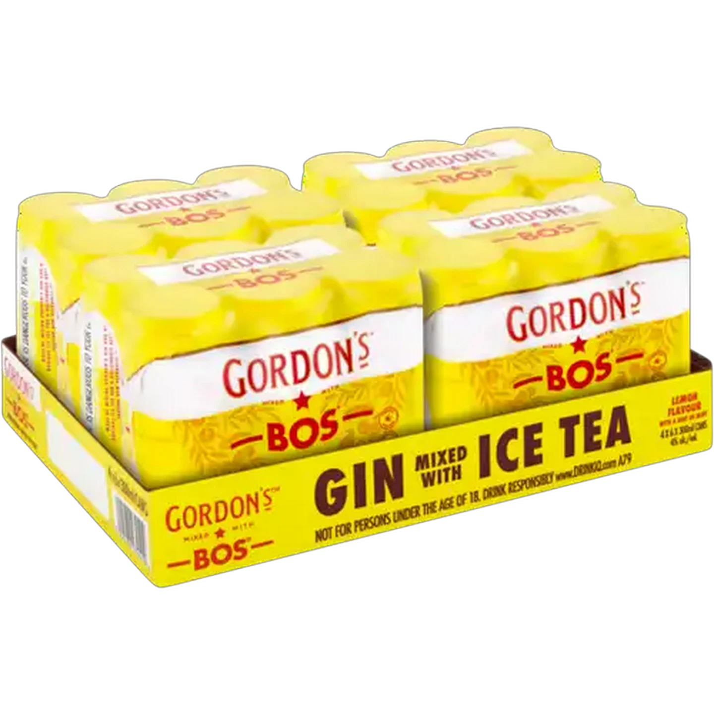 Image of Gordon's BOS Lemon Flavour Iced Tea Spirit Cooler 24 x 300ml