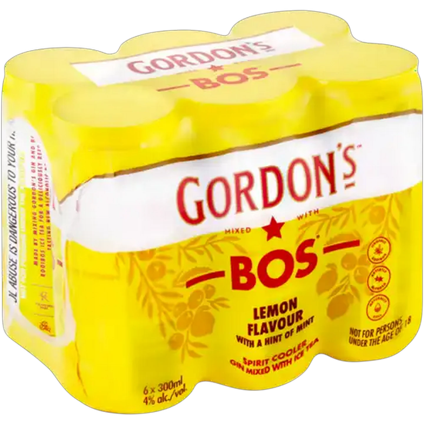 Image of Gordon's BOS Lemon Flavour Ice Tea Spirit Cooler 6 x 300ml