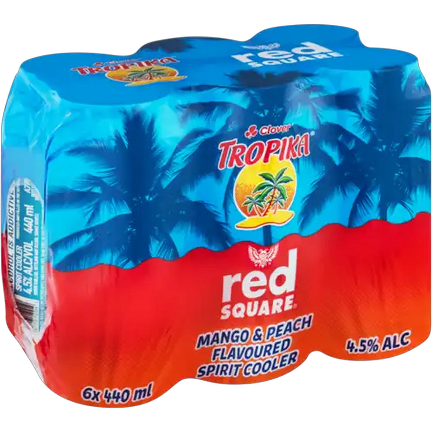 Image of Red Square Clover Mango & Peach Flavoured Tropika Spirit Cooler 6 x 440ml