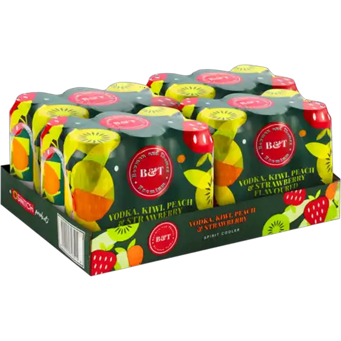 Image of Bowman & Thomas Vodka, Kiwi, Peach & Strawberry Flavoured Spirit Cooler 24 x 440ml