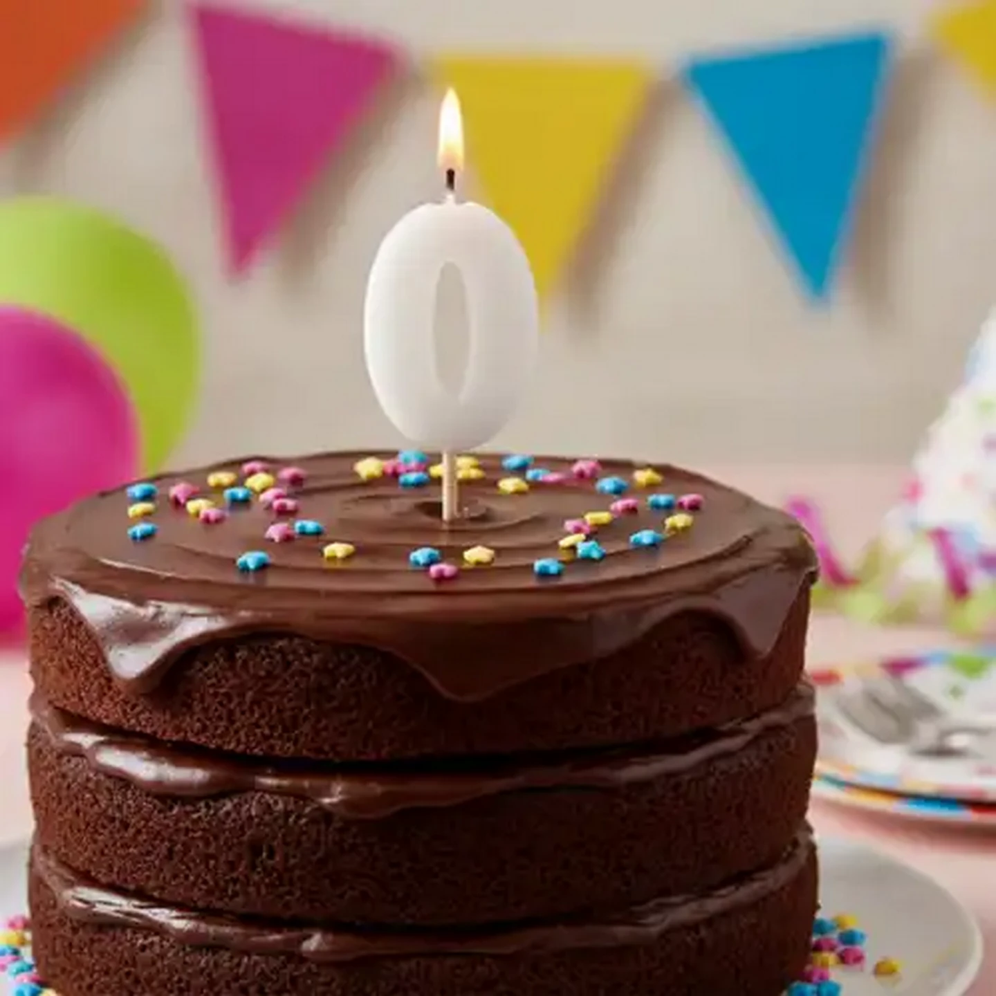 Image of Party Thingz White Number 0 Party Candle