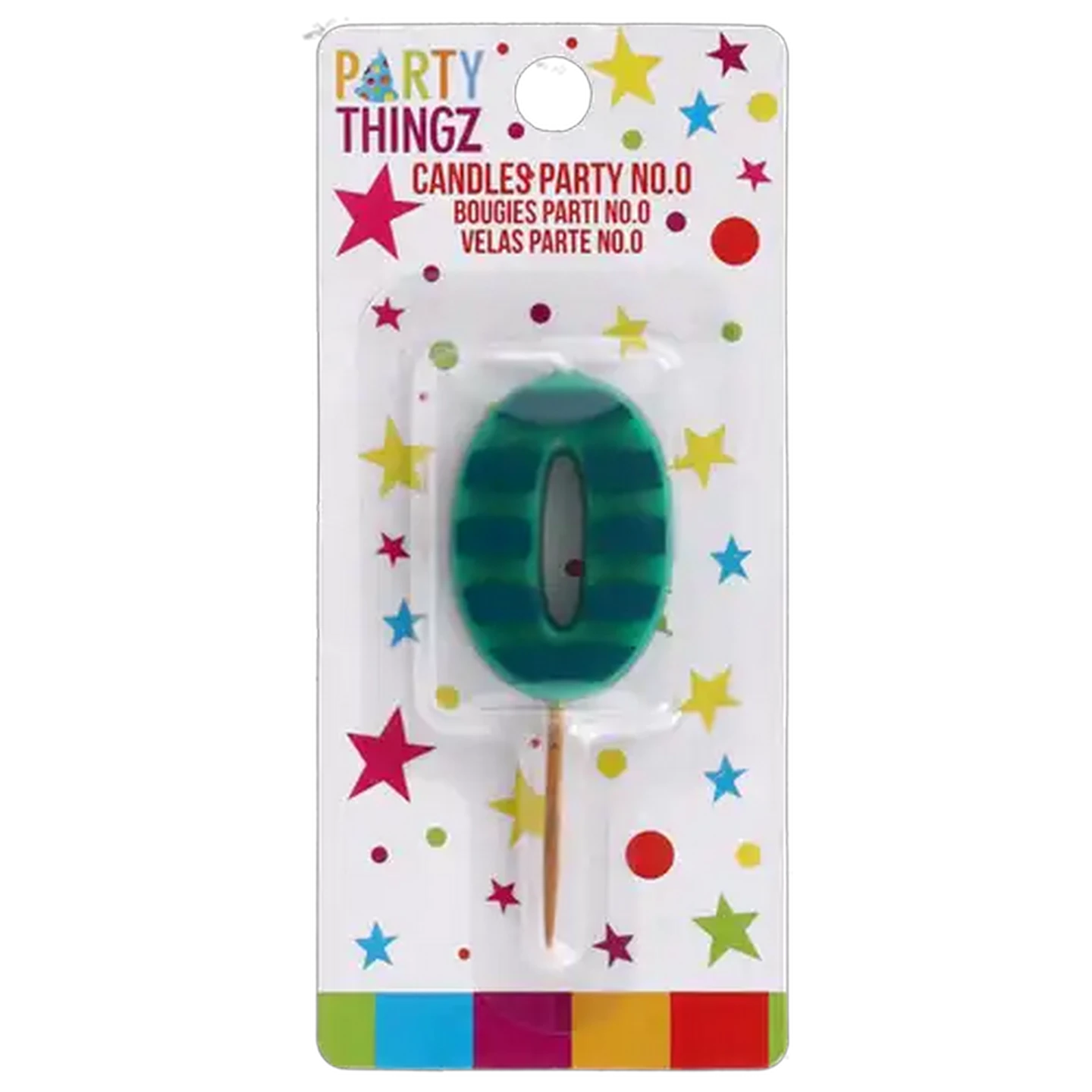 Image of Party Thingz Multicoloured Number 0 Party Candle