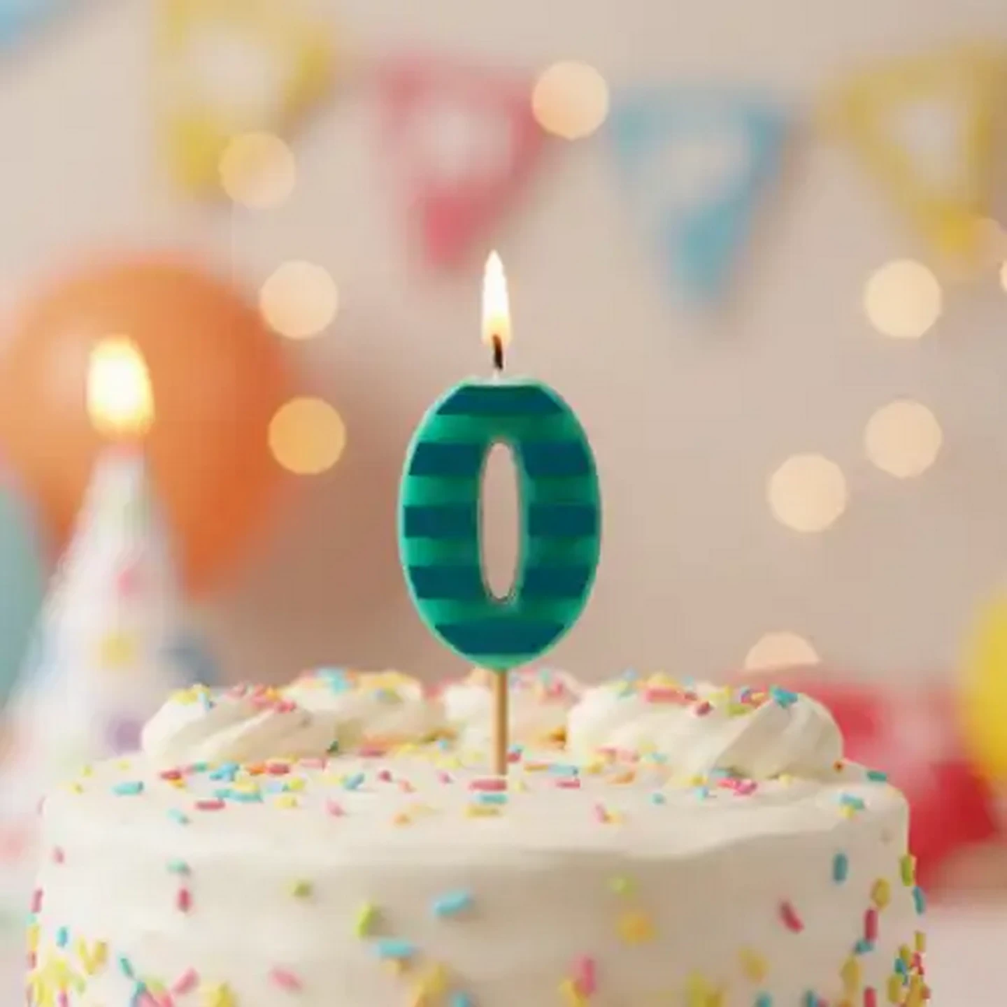 Image of Party Thingz Multicoloured Number 0 Party Candle