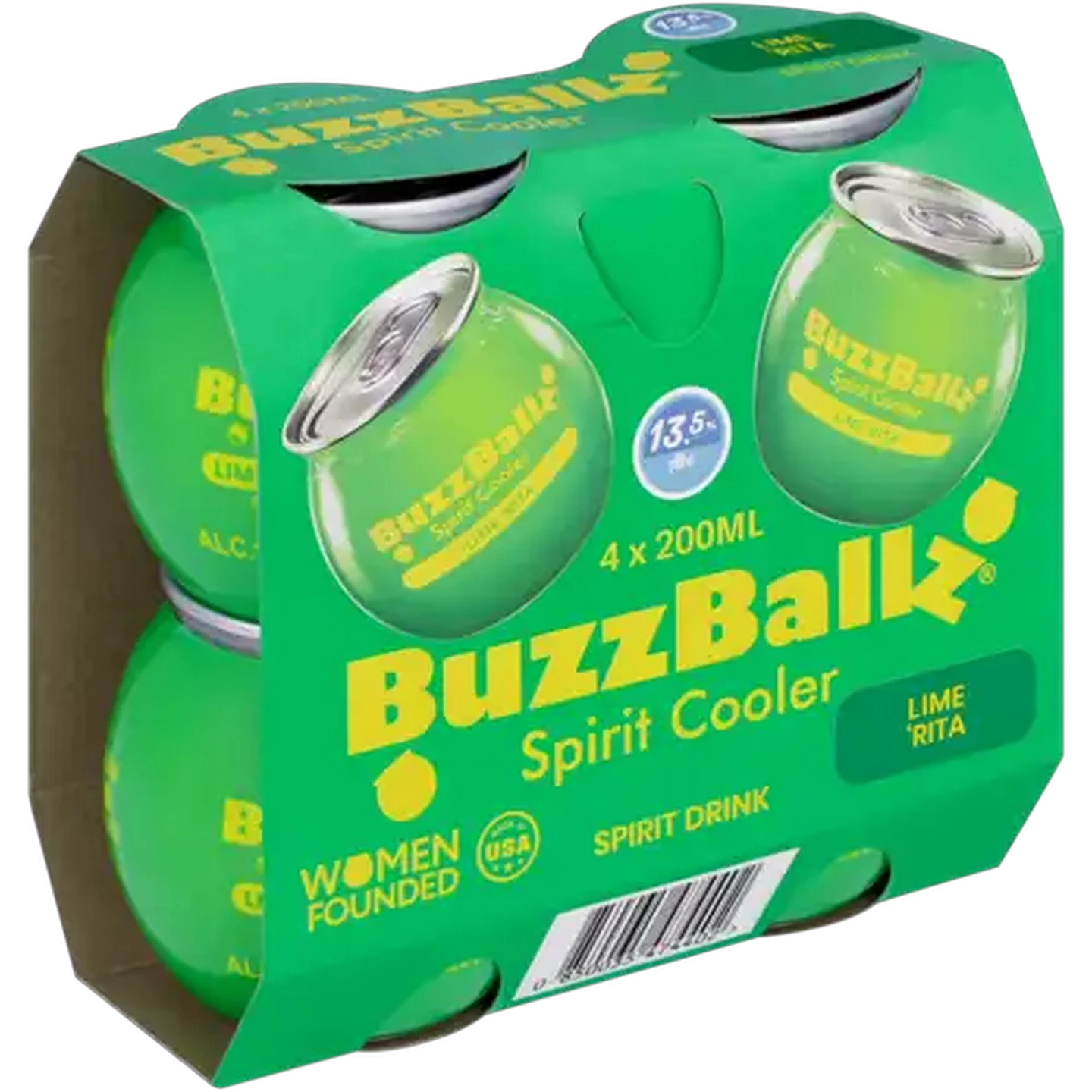 Image of BuzzBallz Gluten Free Lime 'Rita Flavoured Spirit Cooler Cans 4 x 200ml