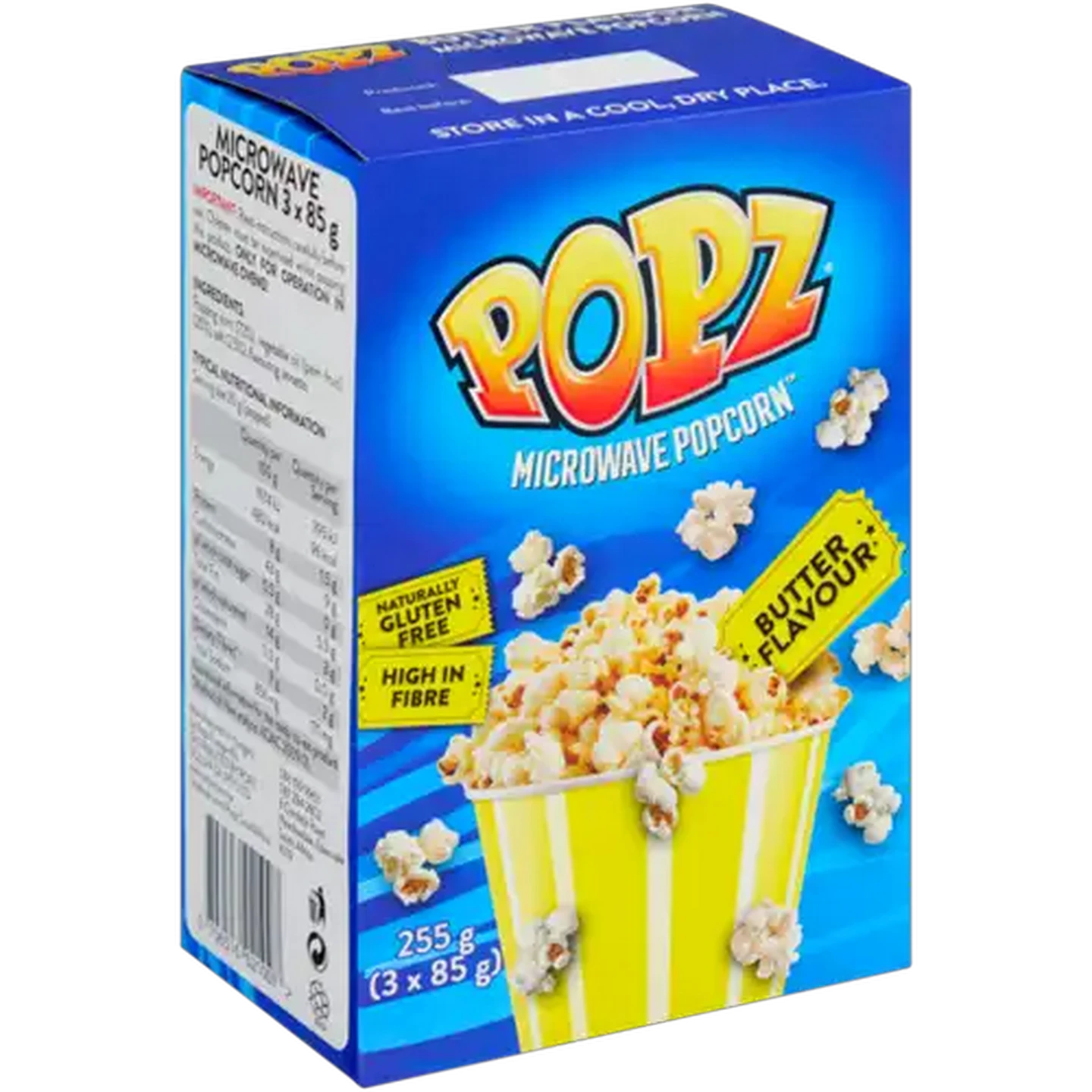 Image of Popz Gluten Free Butter Flavour Microwave Popcorn 3 x 85g