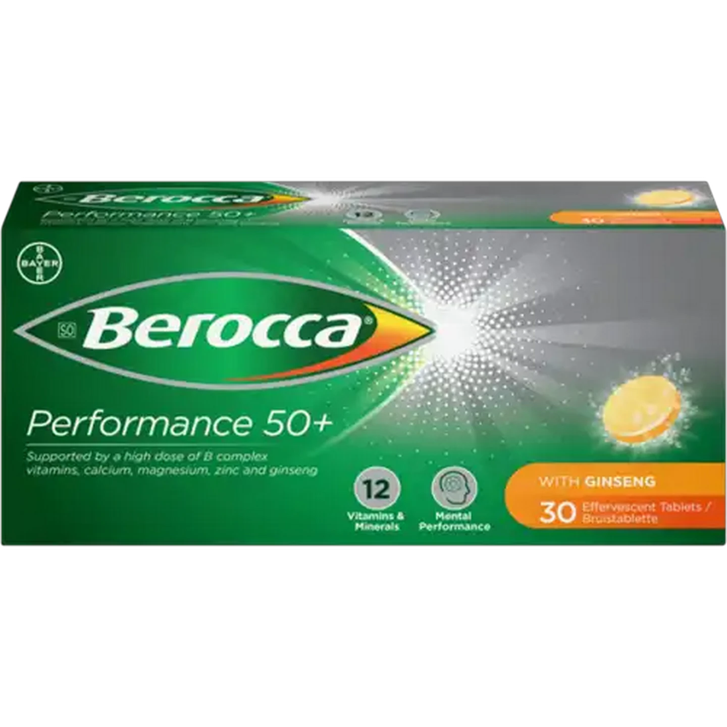 Image of Berocca Performance 50+ Orange Flavour Effervescent Tablets 30-Pack