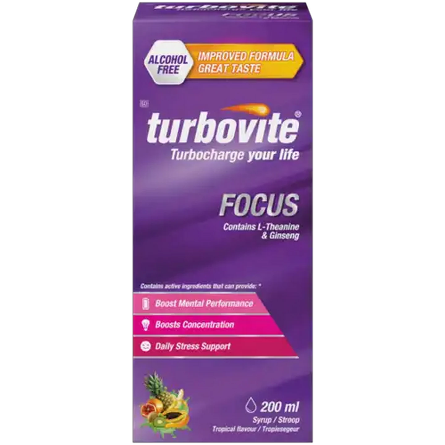 Image of Turbovite Focus Tropical Flavour Alcohol Free Syrup 200ml