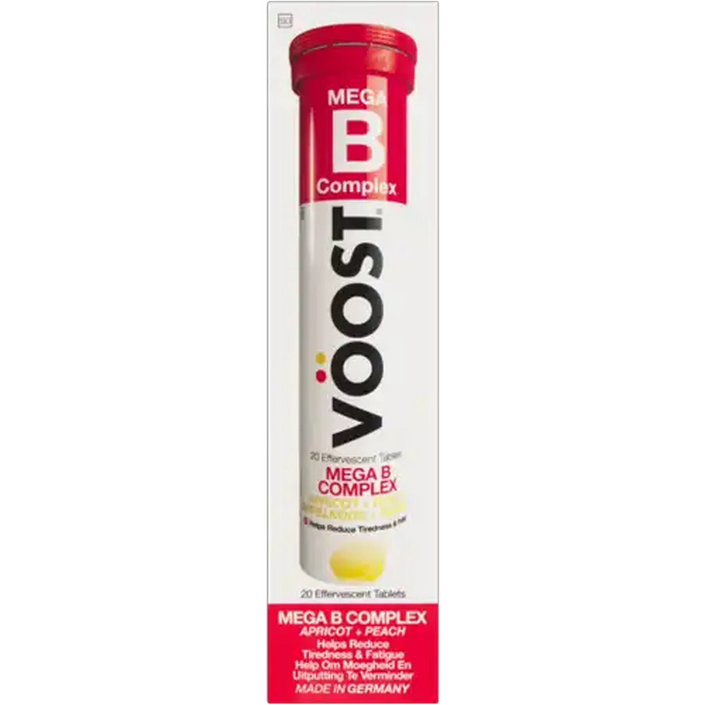 Image of VÖOST Mega B Complex Apricot + Peach Effervescent Tablets 20 Pack