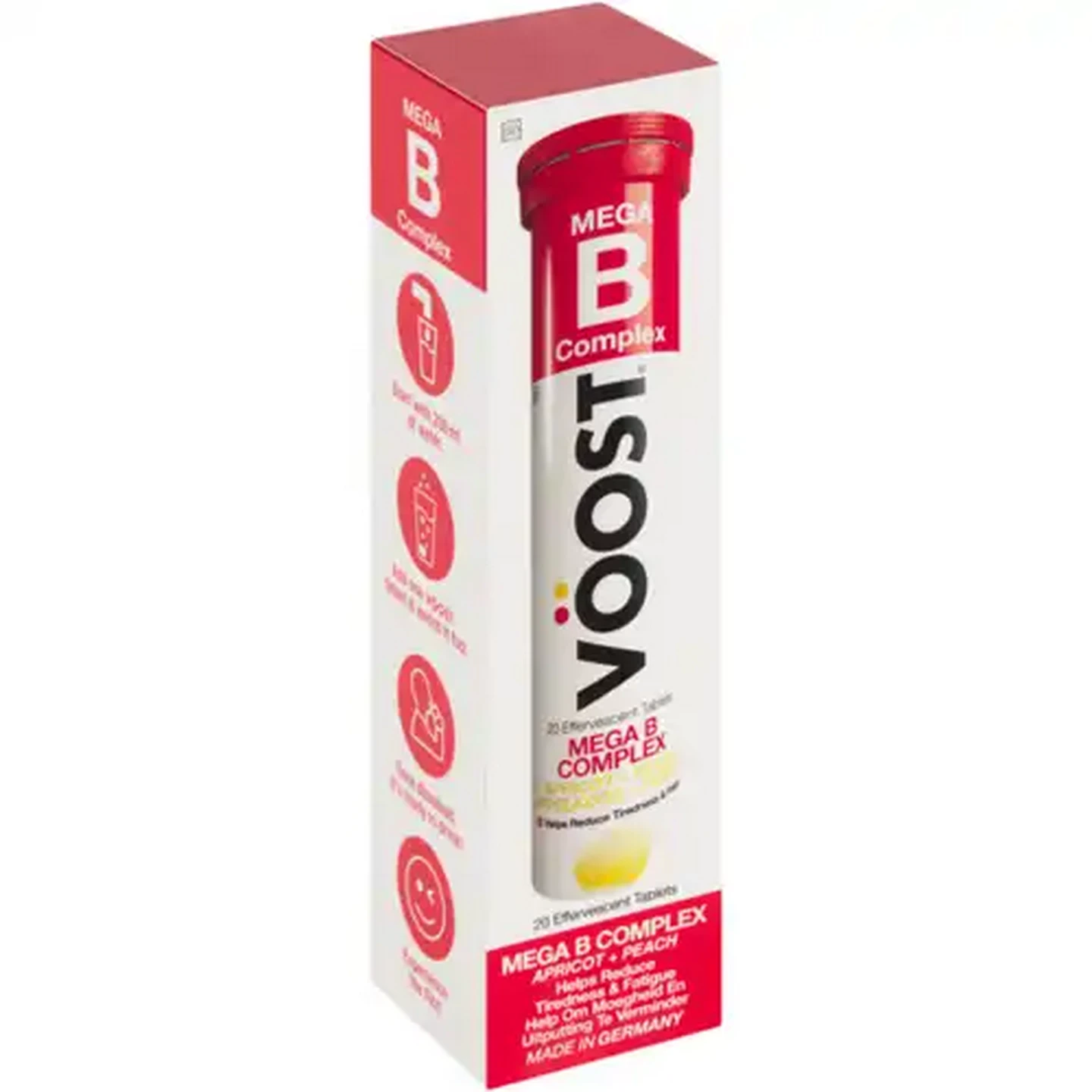 Image of VÖOST Mega B Complex Apricot + Peach Effervescent Tablets 20 Pack