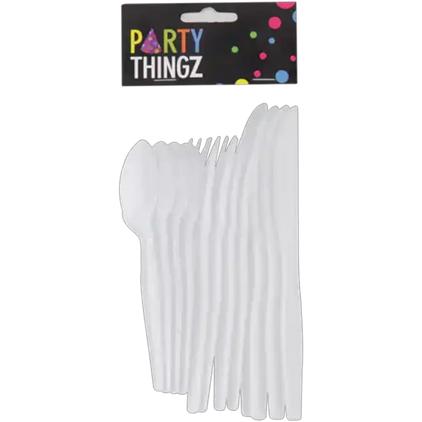 Image of Party Thingz White Assorted Plastic Cutlery Set 12 Piece