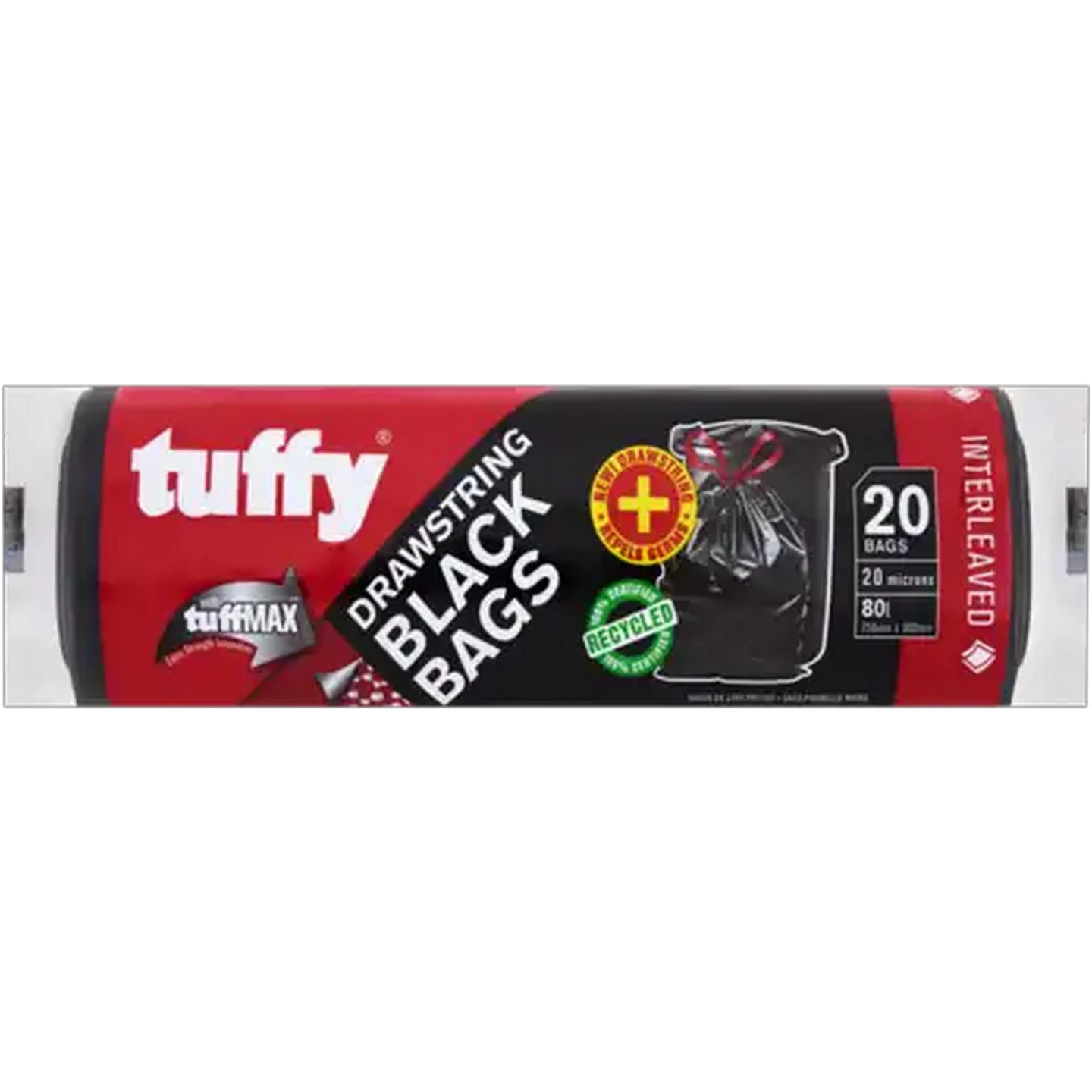 Image of Tuffy TuffMax Drawstring Black Bags 20 x 80L