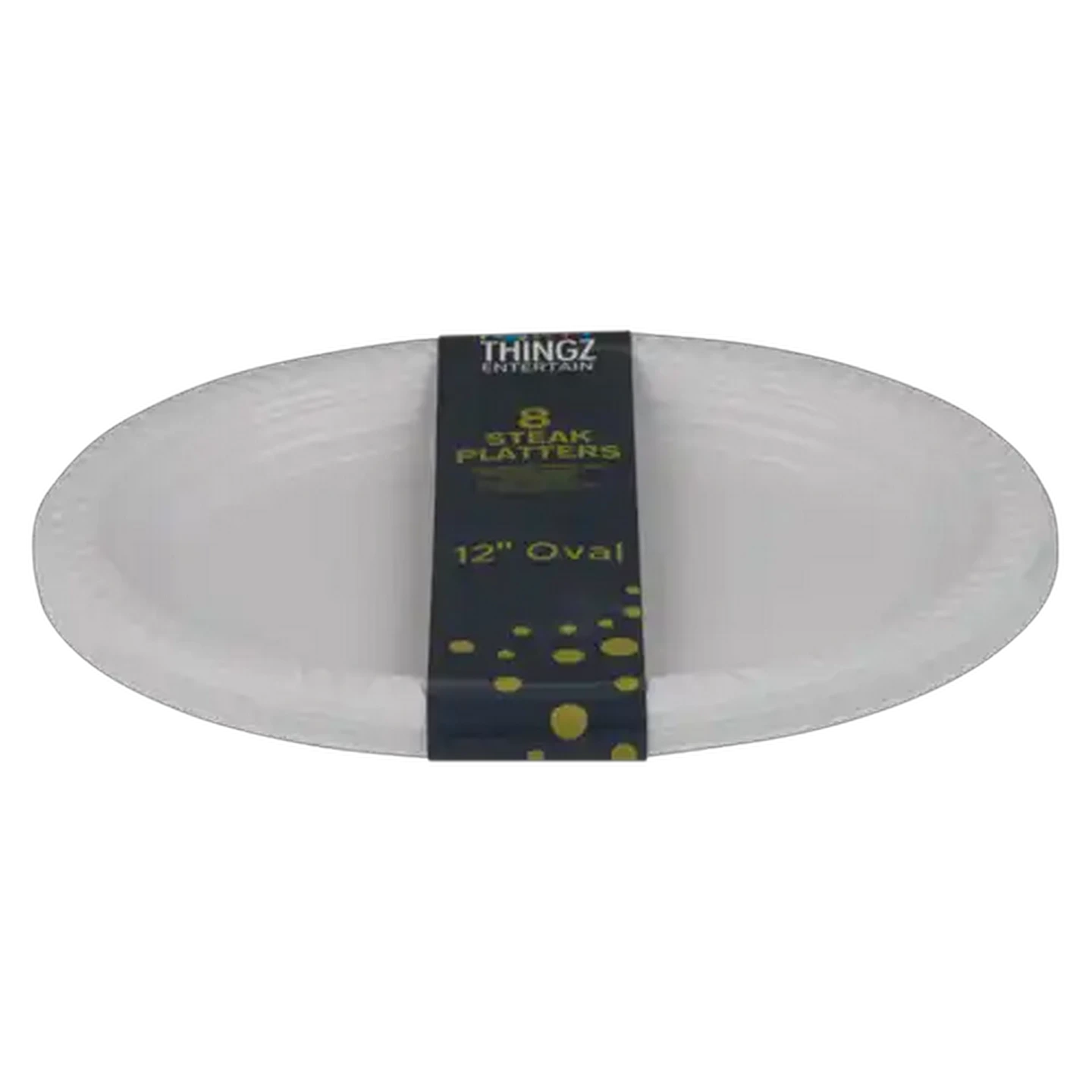 Image of Party Thingz White Oval Steak Plastic Platter 8-Pack