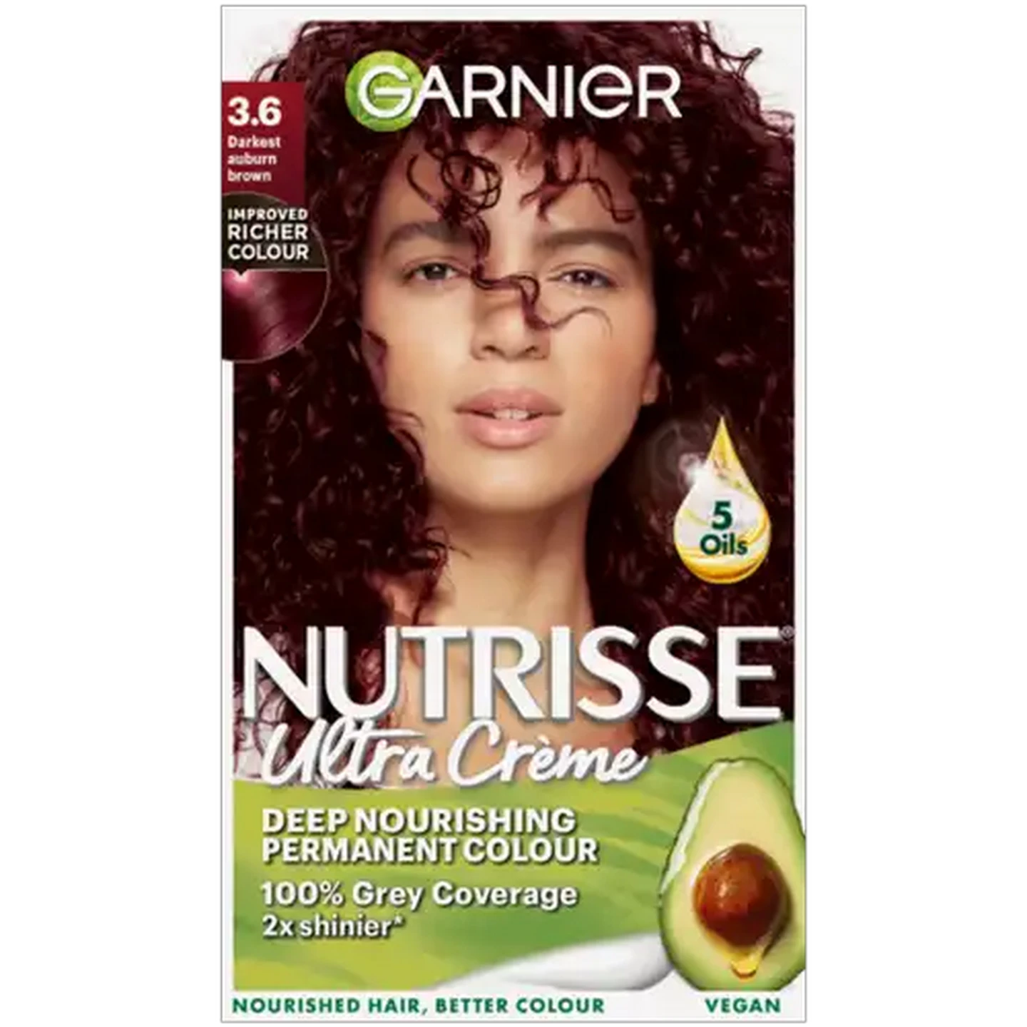 Image of Garnier Nutrisse Ultra Crème Darkest Auburn Brown Darkest Auburn Brown Deep Nourishing Permanent Hair Colour