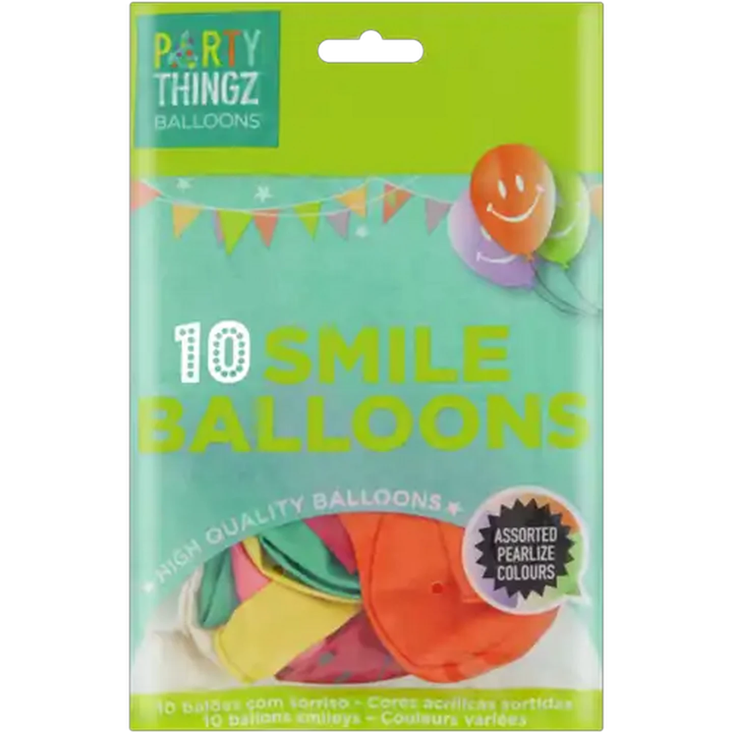 Image of Party Thingz Assorted Pearlize Smile Round Balloons 10-Pack