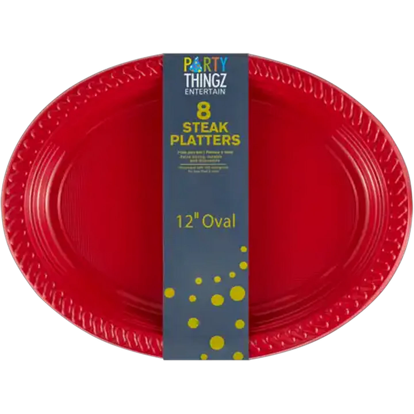 Image of Party Thingz Red Plastic Platter Plates 8-Pack