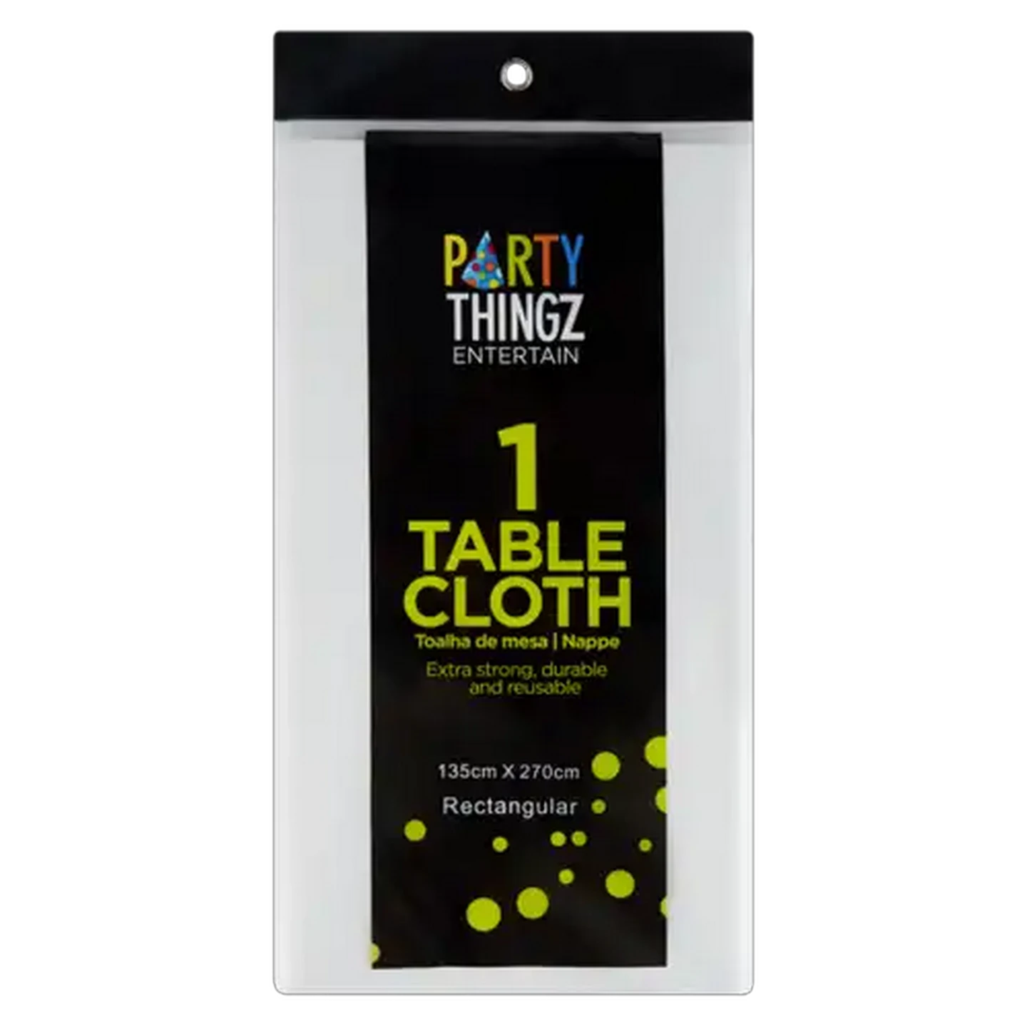 Image of Party Thingz Rectangular White Table Cover 135cm x 270cm